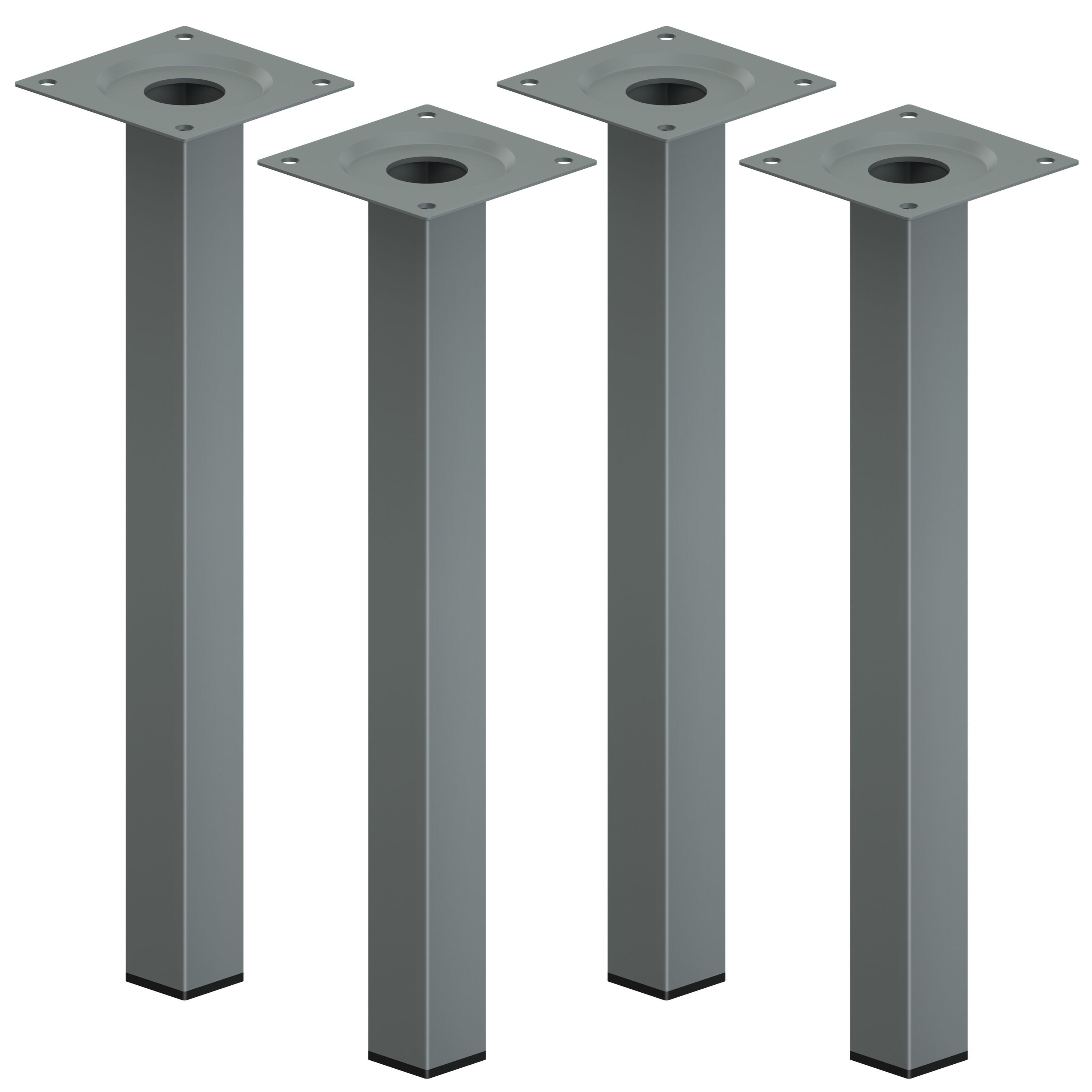 ib style Tischbein Tischbeine 25 x 25 mm 4er Set Silbermatt, Tischfüße - Möbelfüße