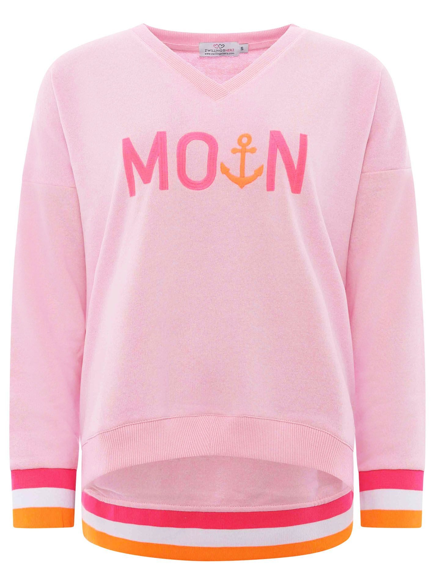 Zwillingsherz Sweatshirt Sweat Pullover V-Neck "MoinZH"