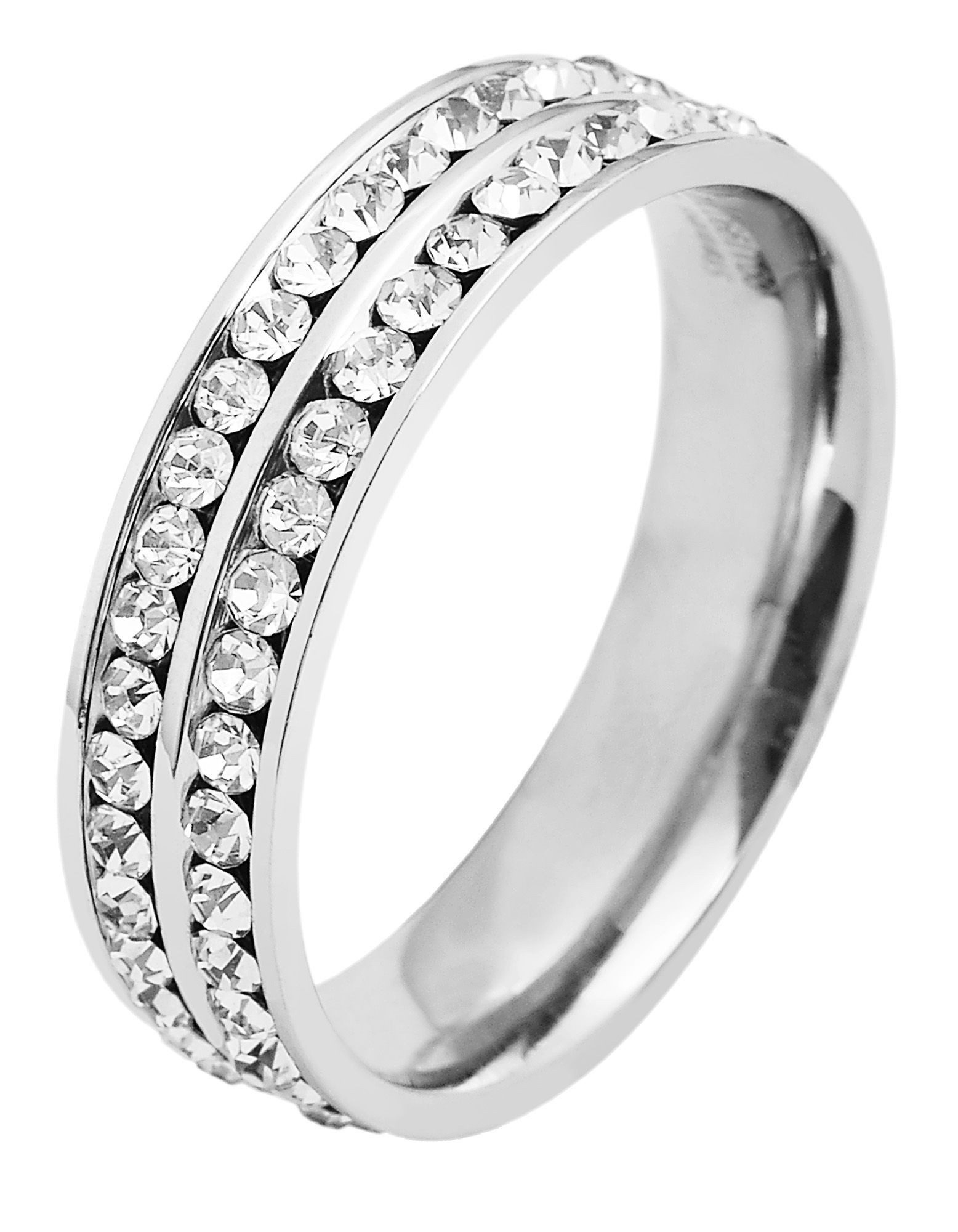 Adelia´s Fingerring Damen Ring aus Edelstahl mit Strass Steinchen günstig online kaufen