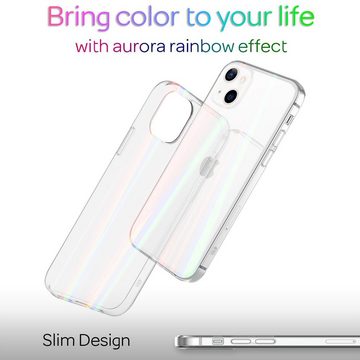 Nalia Smartphone-Hülle Apple iPhone 13 Mini, Klare Hartglas Hülle / Regenbogen Effekt / Bunt Glänzend / Kratzfest