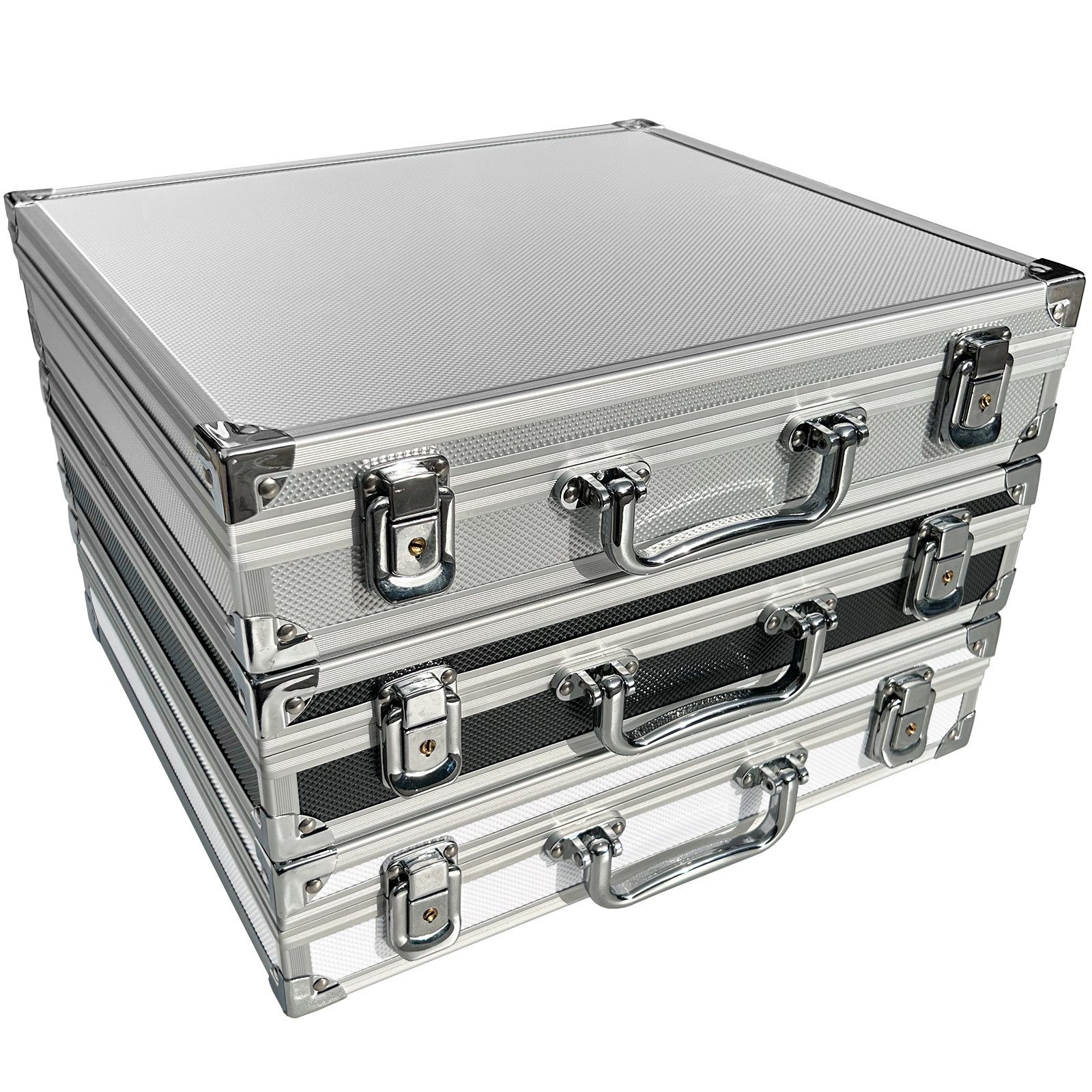 ECI Tools Werkzeugkoffer ECI Alu-Koffer Leer mit Aluminium Leisten Koffer Box Innenmaß 34 x 30 Silber