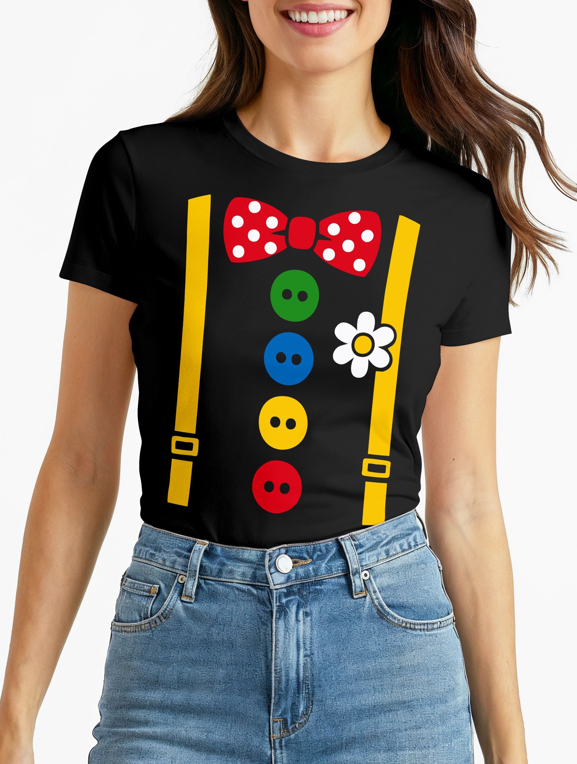 Print-Shirt Damen T-Shirt - Clown Design - Fasching Karneval Kostüm-Ersatz