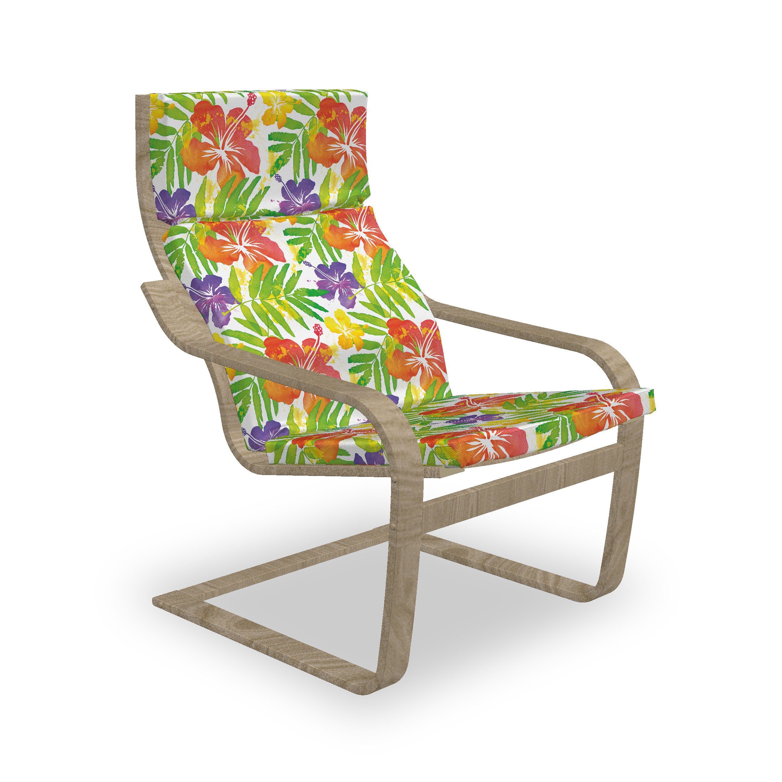 Abakuhaus Stuhlkissen Sitzkissen mit Stuhlkissen mit Hakenschlaufe und Reißverschluss, Exotisch Das Muster des Hibiscus Zweige