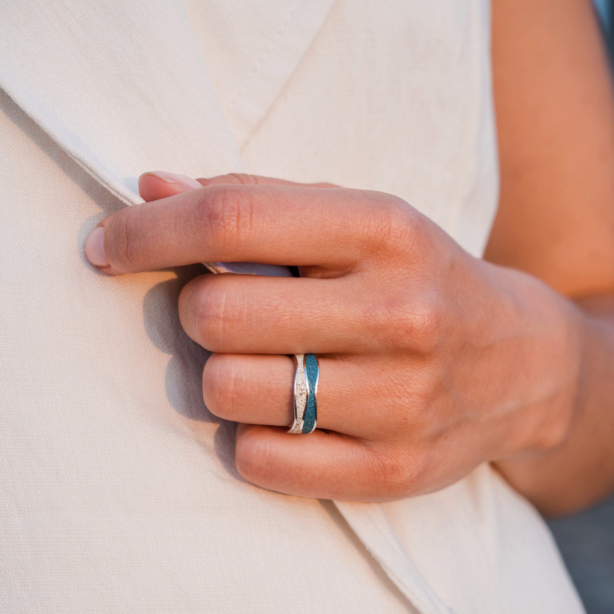 DUR Fingerring DUR Schmuck: Ring „Strandwellen“ mit Strandsand und Steinsand R5105