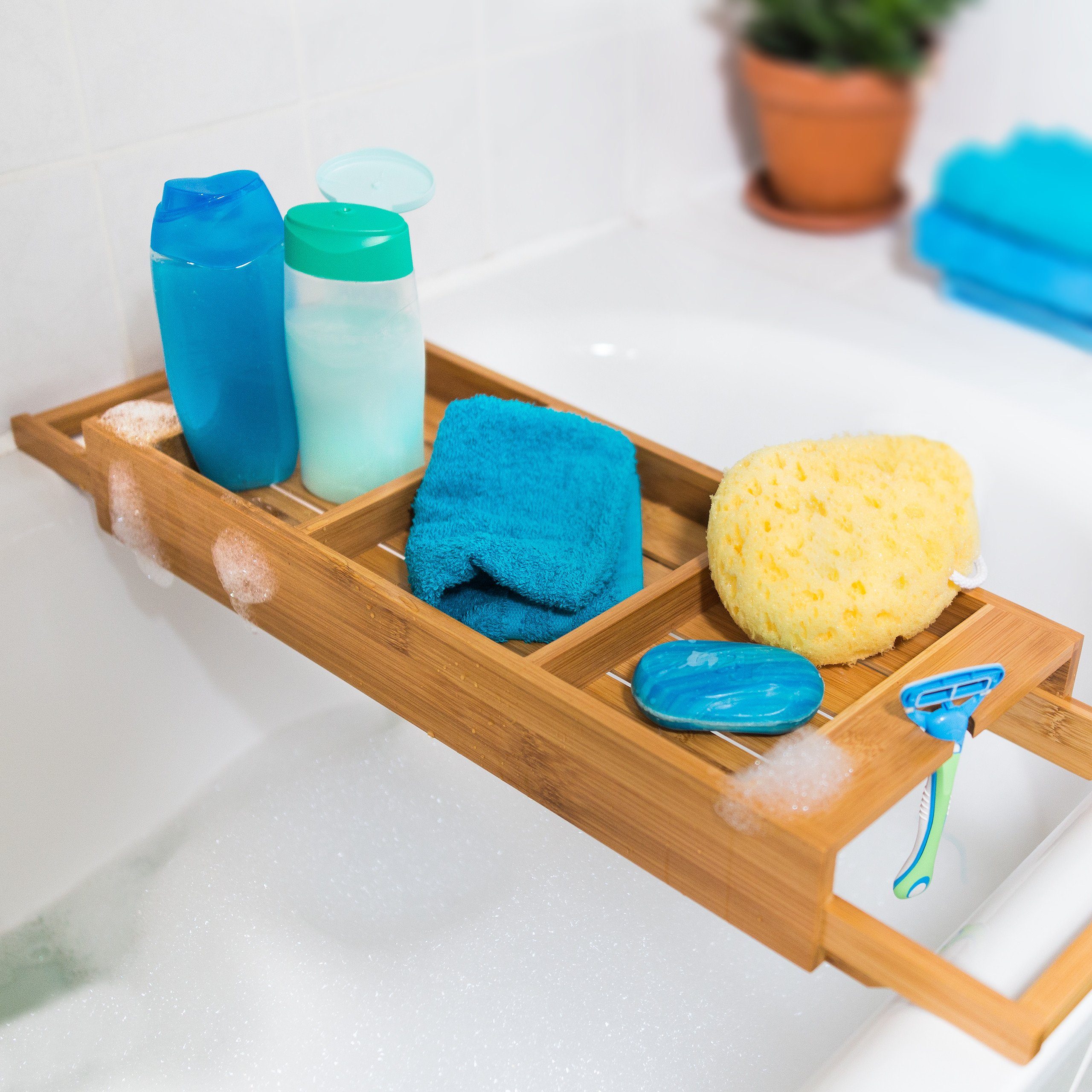 relaxdays Badewannenablage Bambus ausziehbar günstig online kaufen