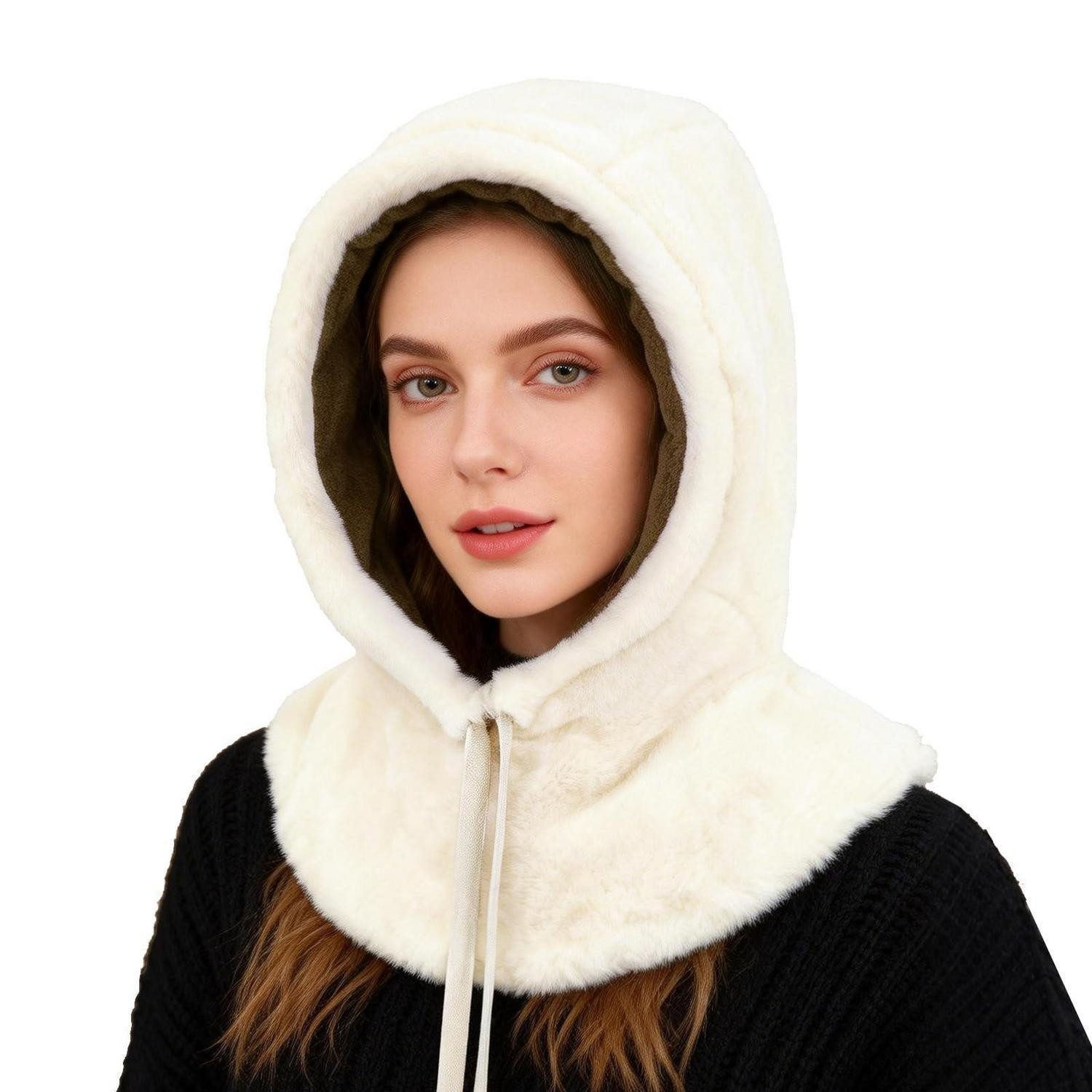 LuxusKollektion Sturmhaube Sturmhaube Damen Thermo Plüsch Winddichte Balaclava Beige