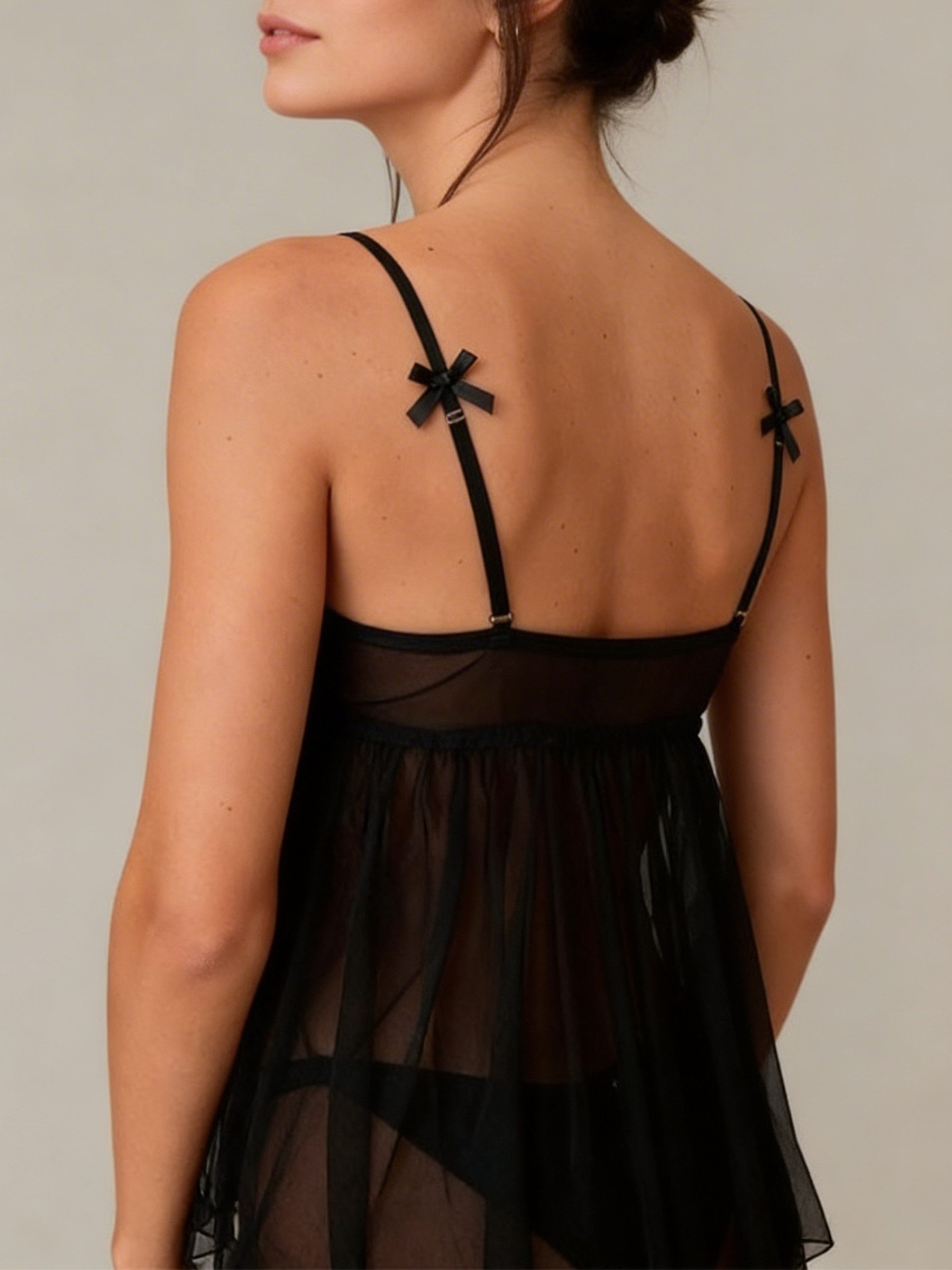 Elegant Love Babydollkleid Dessous-Set, Nachtwäsche – Negligé aus transparenter Spitze und Mesh (Set, 2-tlg., Babydoll + Slip) Reizwäsche: kurzes Schlafkleid fü – Bild 5 von 5