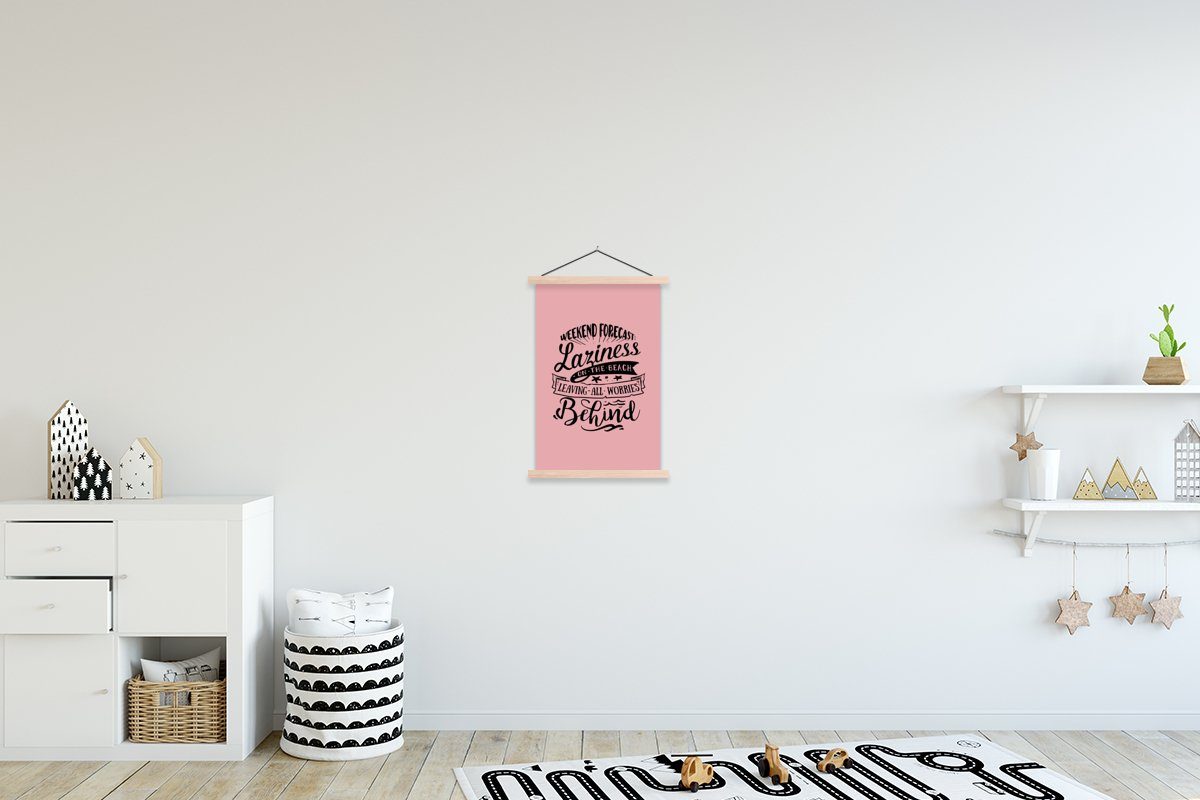 Wohnzimmer, - für (1 MuchoWow - - Bilderleiste, Poster Rosa St), Seestern, Magnetisch Sommer Posterleiste, Textilposter Sprichwörter