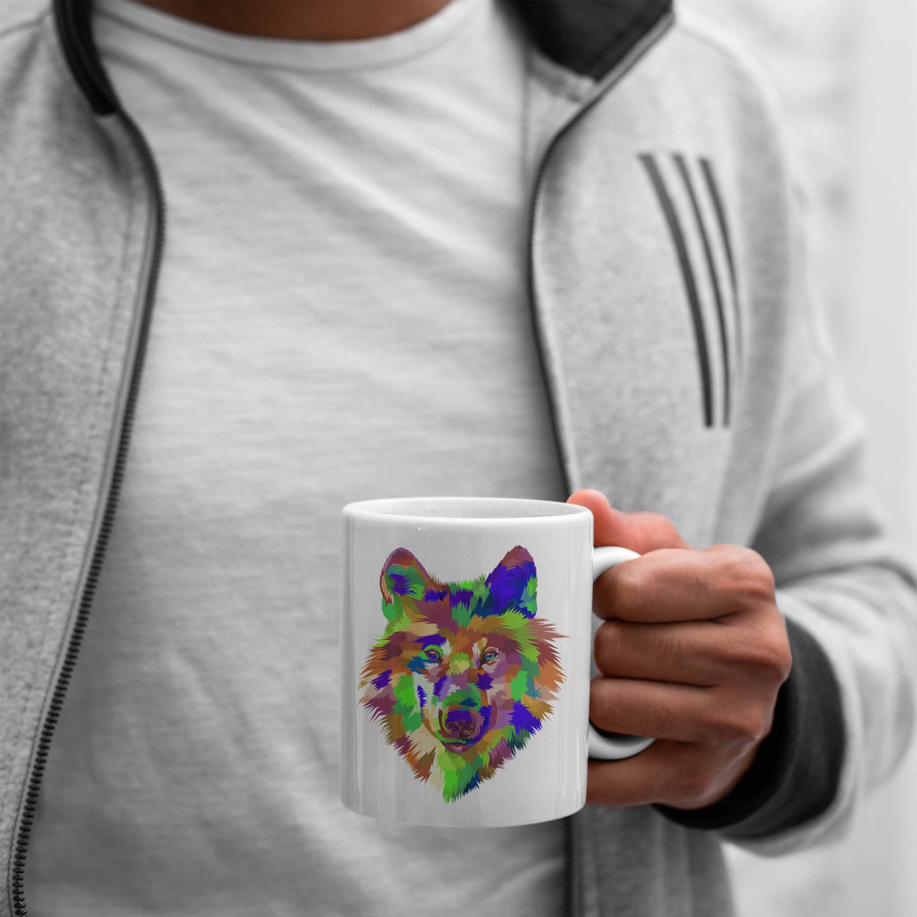 Tasse Trendation Wölfe Geschenk Trendation Bunt Liebhaber Weiss Wolf Poiygon Grafiken Tasse Grafik -