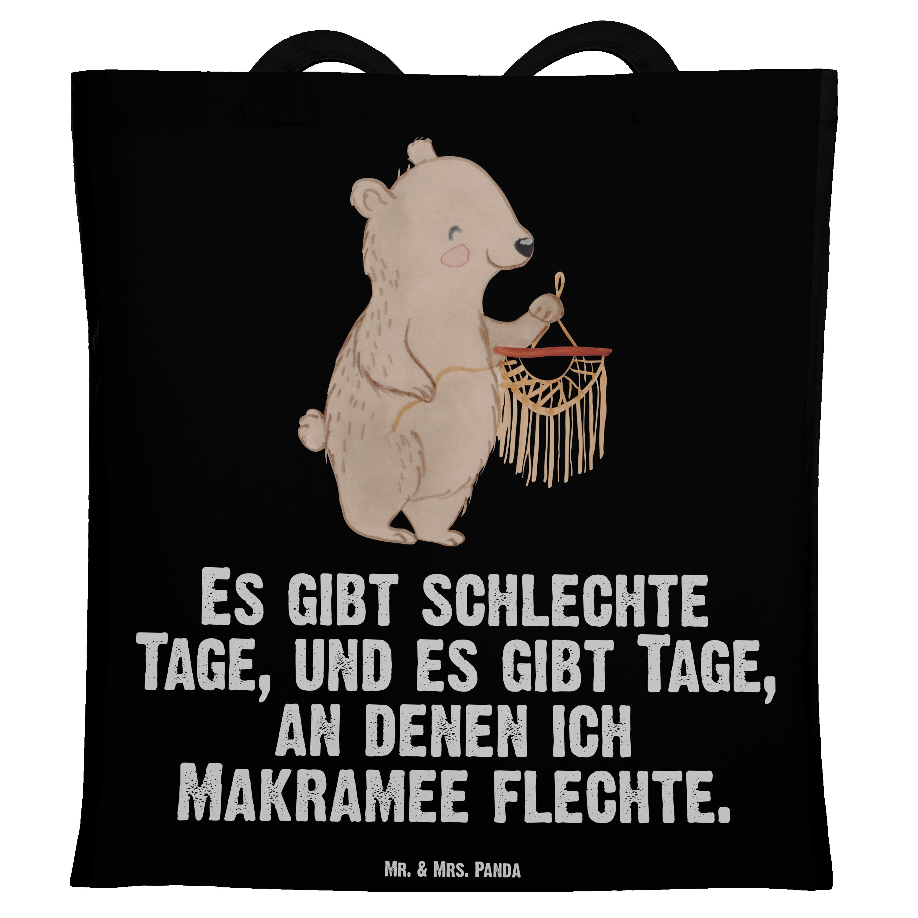 Stoffbeutel, Tage - Mr. Gewinn, Panda Makramee Auszeich (1-tlg) Tragetasche Geschenk, Schwarz & Mrs. - Bär
