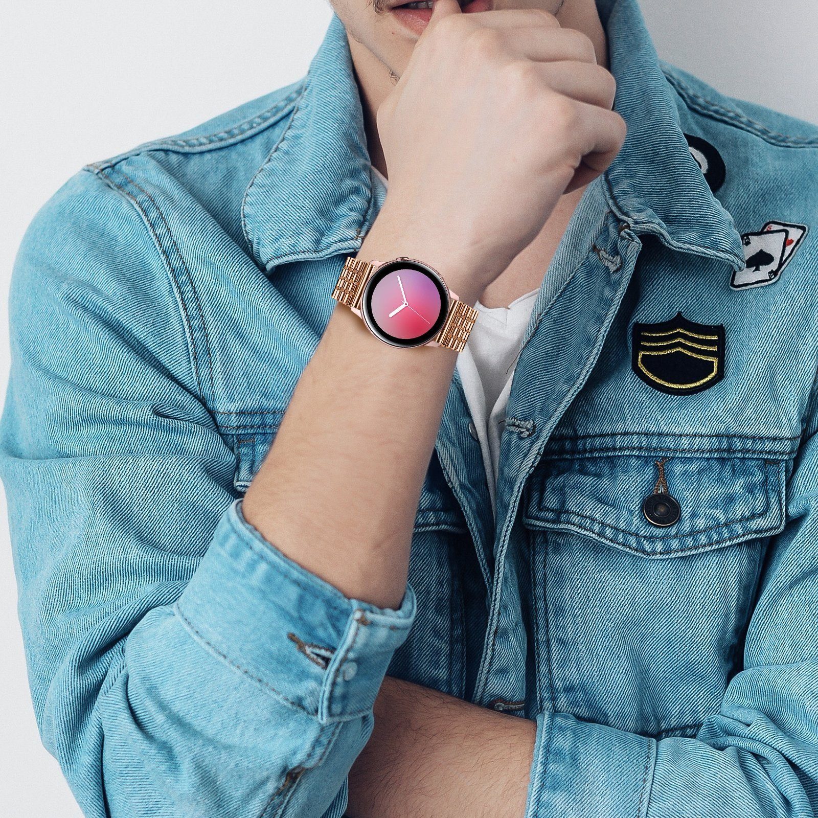Roségold Smartwatch-Armband 3 Band, Uhrenarmbänder,Geeignet, Galaxy Watch 42mm GT2 Diida Smartwatch-Armband,Watch für Watch 2/watch HUAWEI 41/42MM/active/S2,