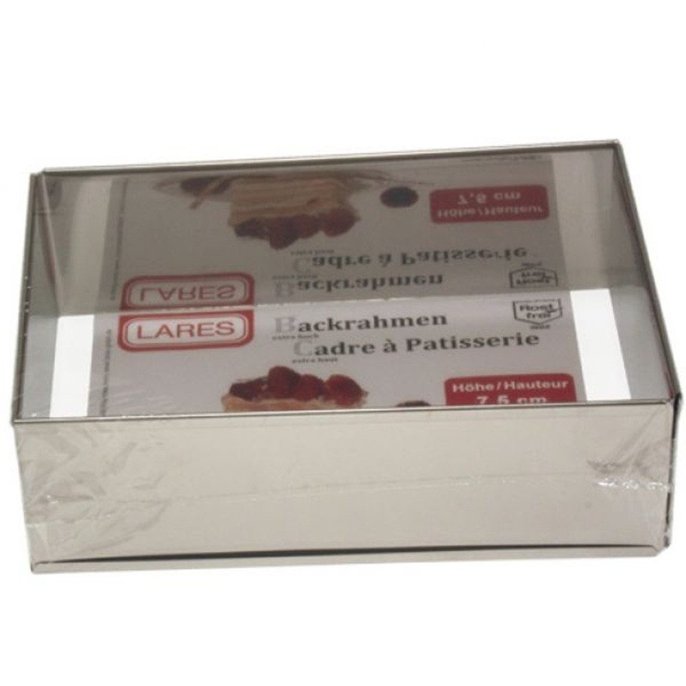 LARES Backrahmen Rechteckige Form - hoher Rand - Größen verstellbar - aus Edelstahl, Edelstahl, fruchtsäurefest und spülmaschinengeeignet - Made in Germany
