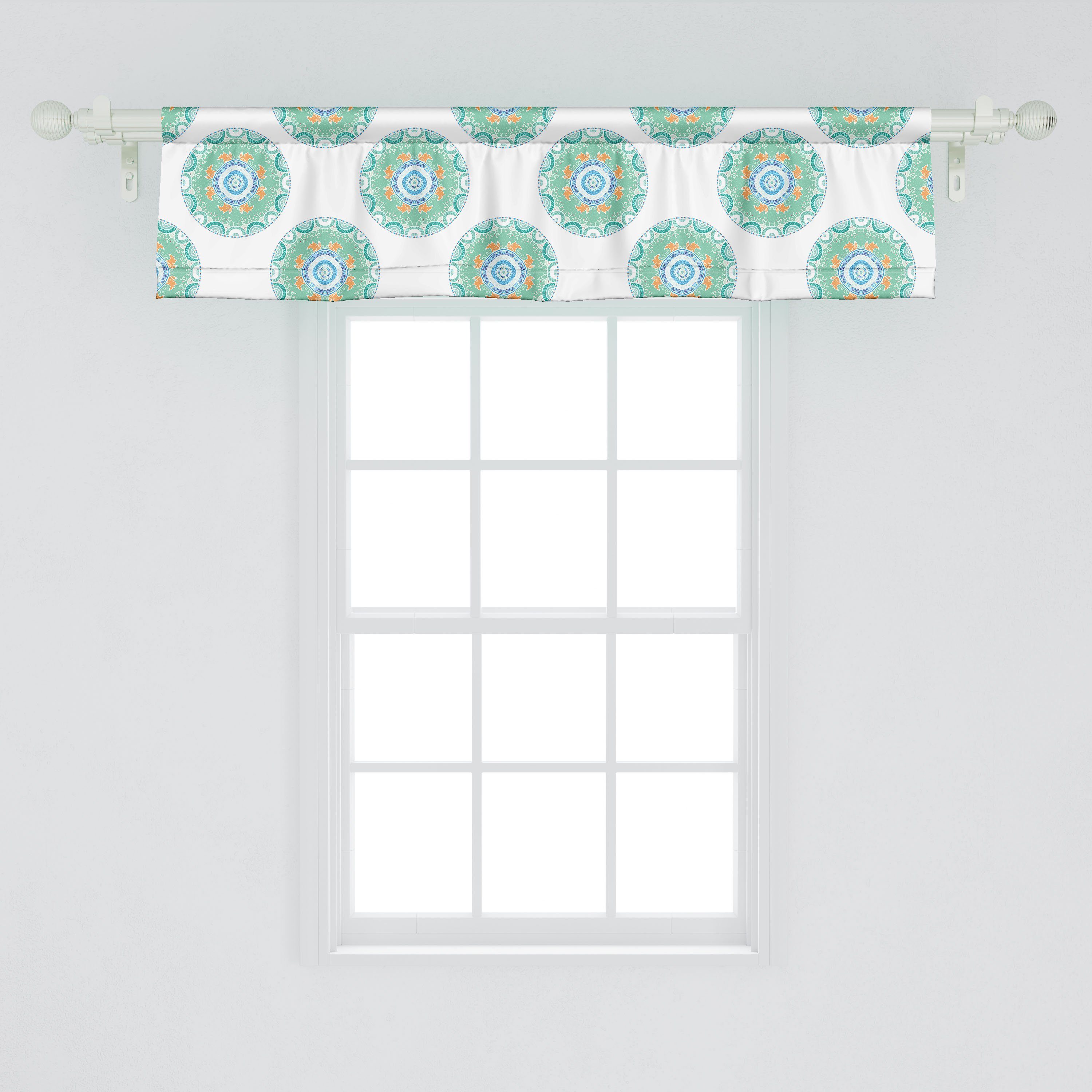Abakuhaus, Microfaser, mit Mandala Füchse Stangentasche, Volant Vorhang für Küche Scheibengardine Dekor im Wald Schlafzimmer