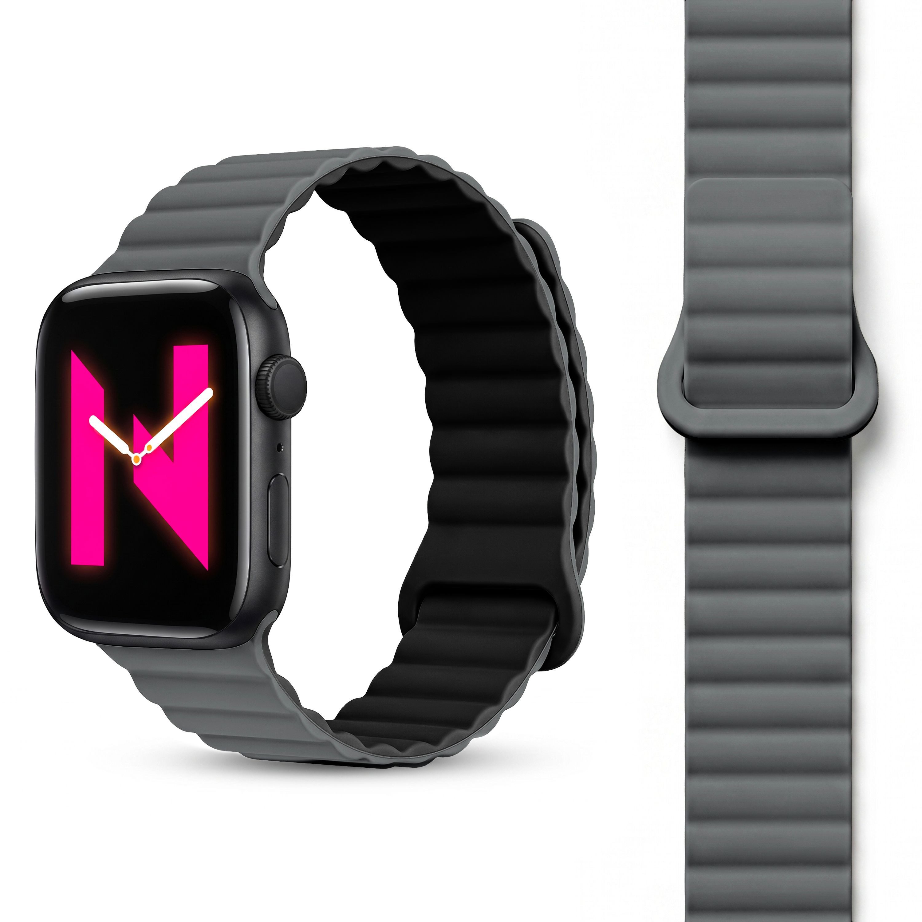Nalia Smartwatch-Armband Apple Watch 44/45/46/49mm, Magnetisches Silikon Ersatzband / für Sport Fitness Uhr / Atmungsaktiv