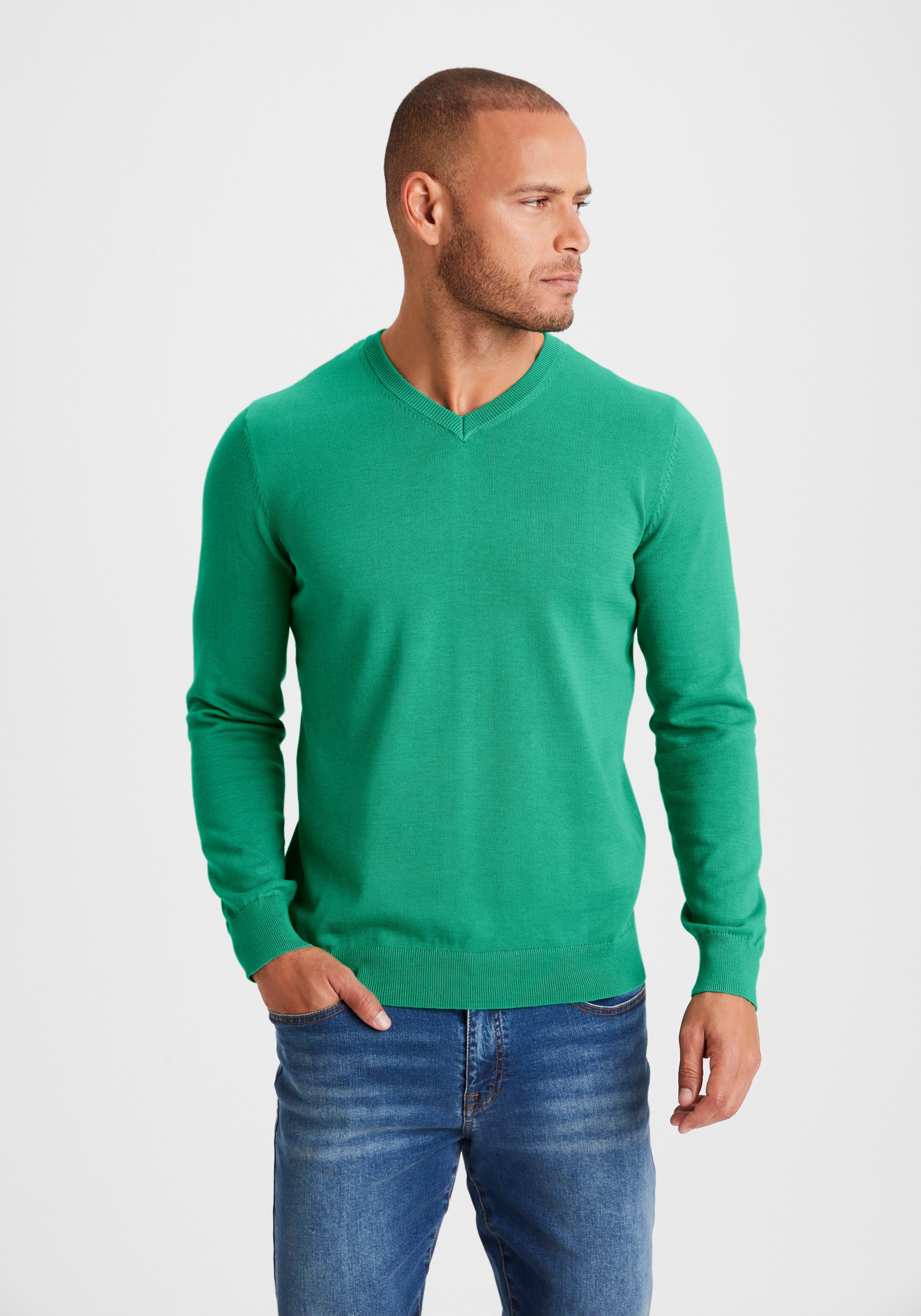 H.I.S Strickpullover mit V-Ausschnitt, Pullover aus Feinstrick, Baumwollmischung. € 34,99