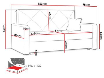 MIRJAN24 Schlafsofa Viva Sweet III, mit Bettkasten und Schlaffunktion, 3 Sitzer Polstersofa inkl. Kissen, Sofagarnitur