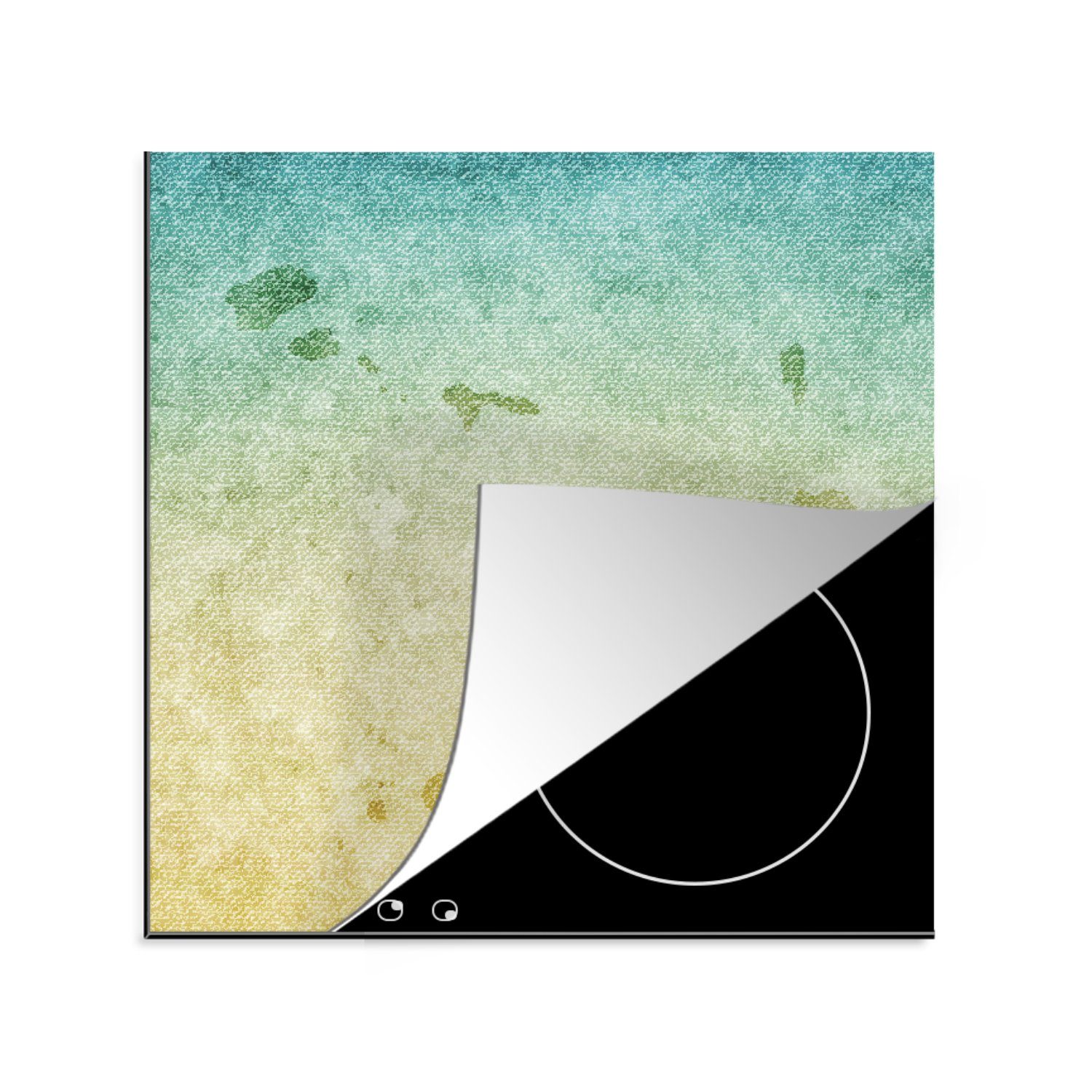MuchoWow Herdblende-/Abdeckplatte Illustration von Kap Verde auf einer Grunge-Leinwandtextur, Vinyl, (1 tlg), 78x78 cm, Ceranfeldabdeckung, Arbeitsplatte für küche