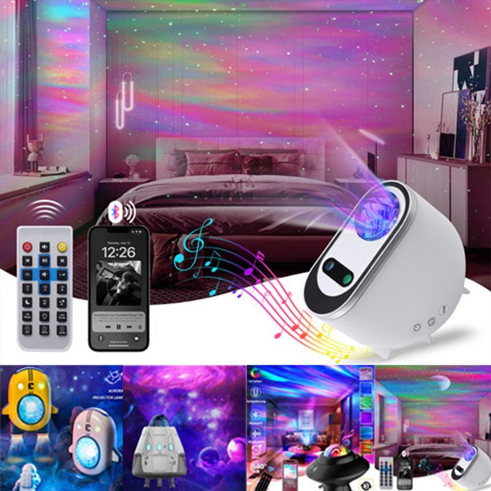 XERSEK LED Nachtlicht LED Sternenhimmel Projektor mit musik,Galaxy Projector Kinder, Farbwechsler, LED Projector Weiß