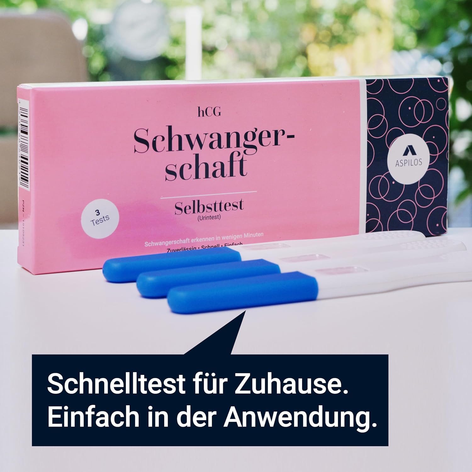 ASPILOS Schwangerschaftstest hCG Selbsttest für Zuhause in 5 Minuten - 3er Set, zuverlässig & präzise, 3-tlg., zuverlässig & präzise, Urin-Test, Labor-Qualität, medizinischer Test