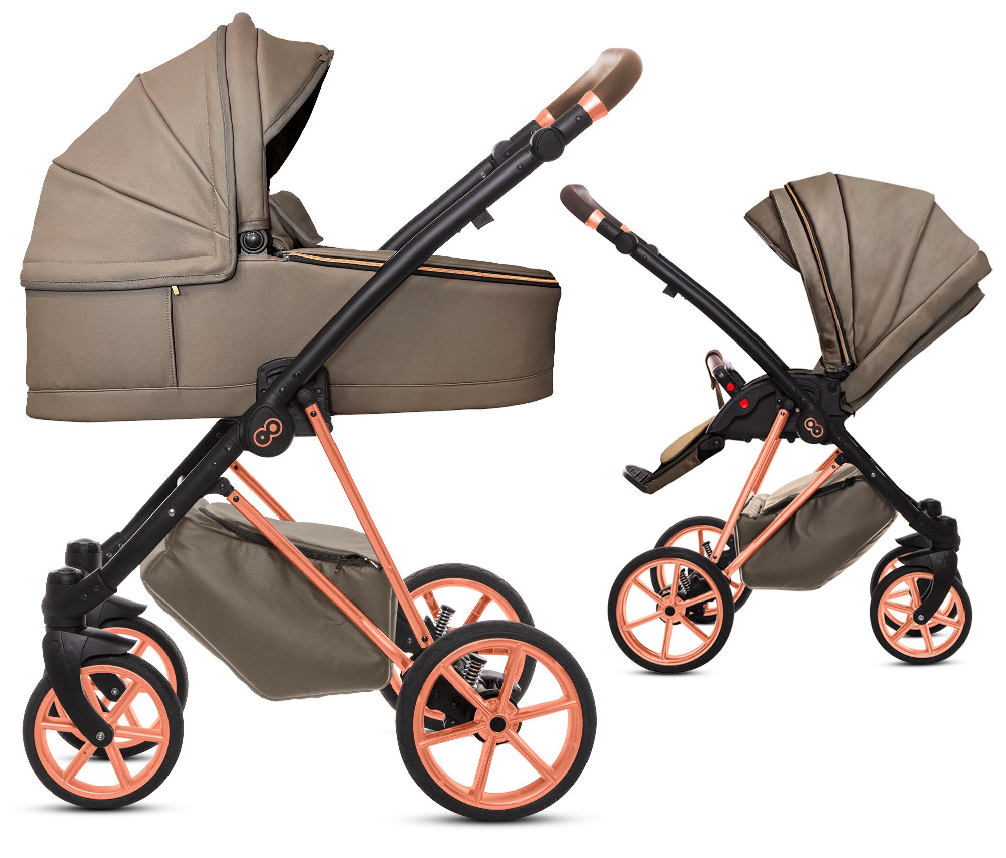 Kombi-Kinderwagen 2in1 Musse Royal, Baby Buggy Babywanne 5-Punkt-Sicherheitsgurt