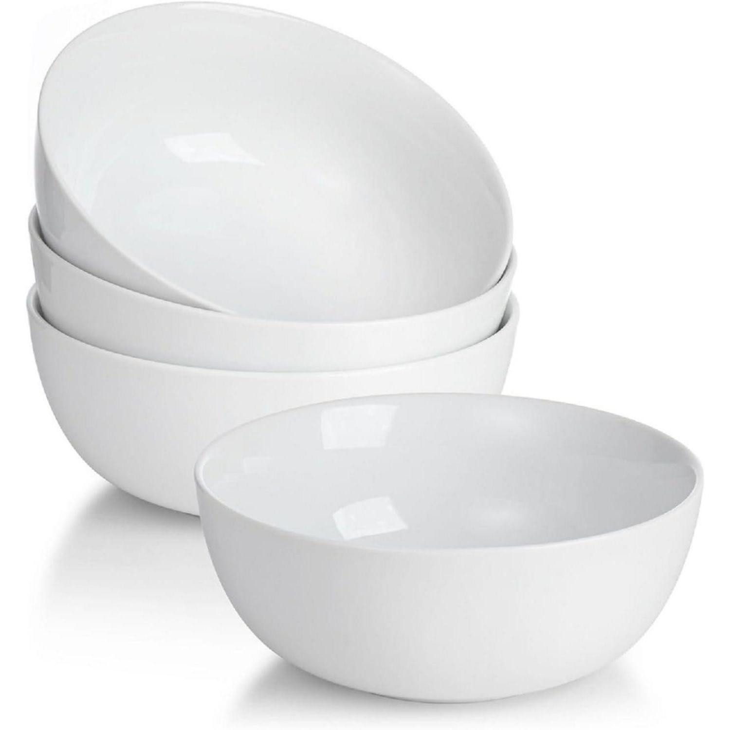 LuxusKollektion Müslischale Müslischalen 4er Set Porzellan Weiß Dessertschalen Bowl 600 ml