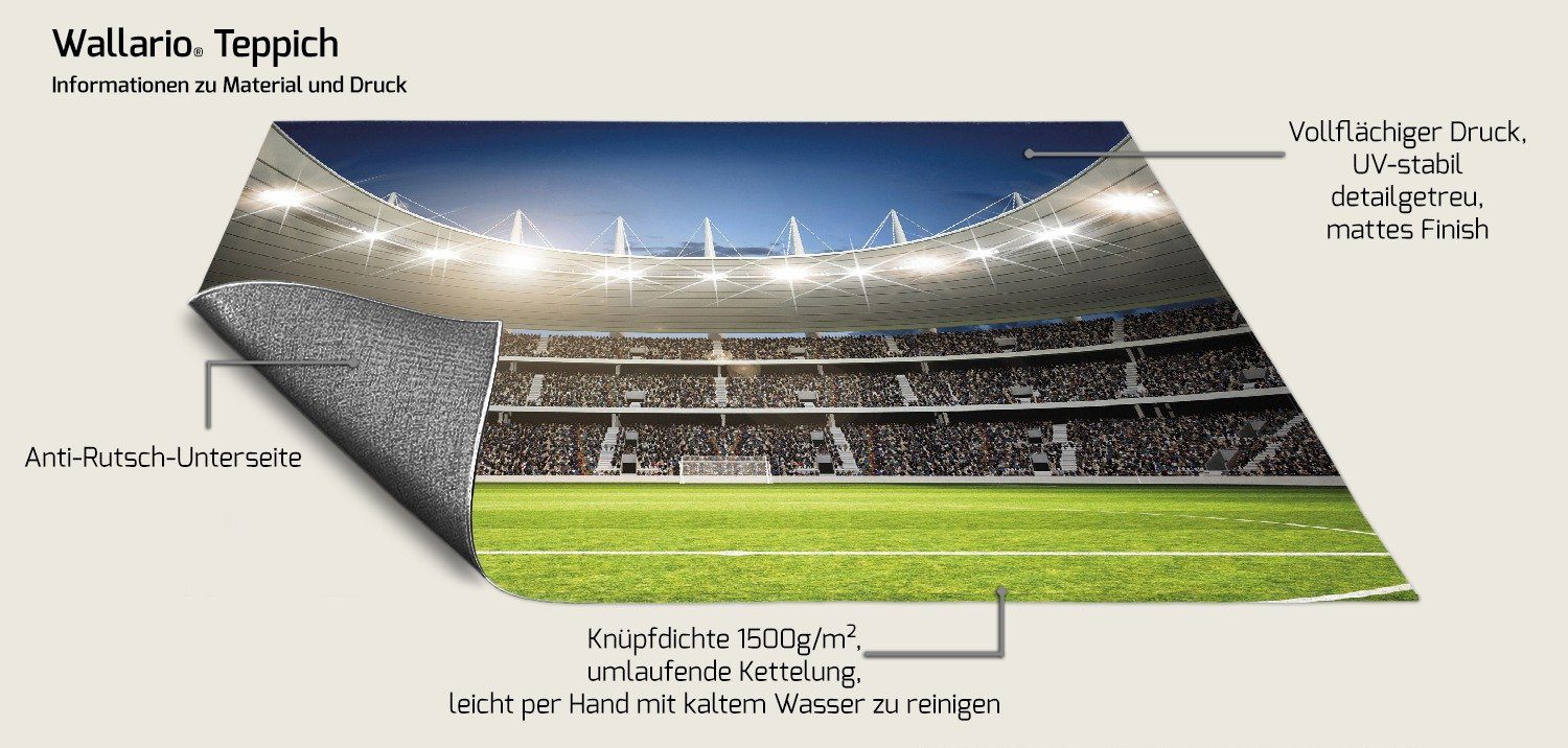 Wallario Teppich Fußballstadion Mittellinie, rechteckig, rutschfest
