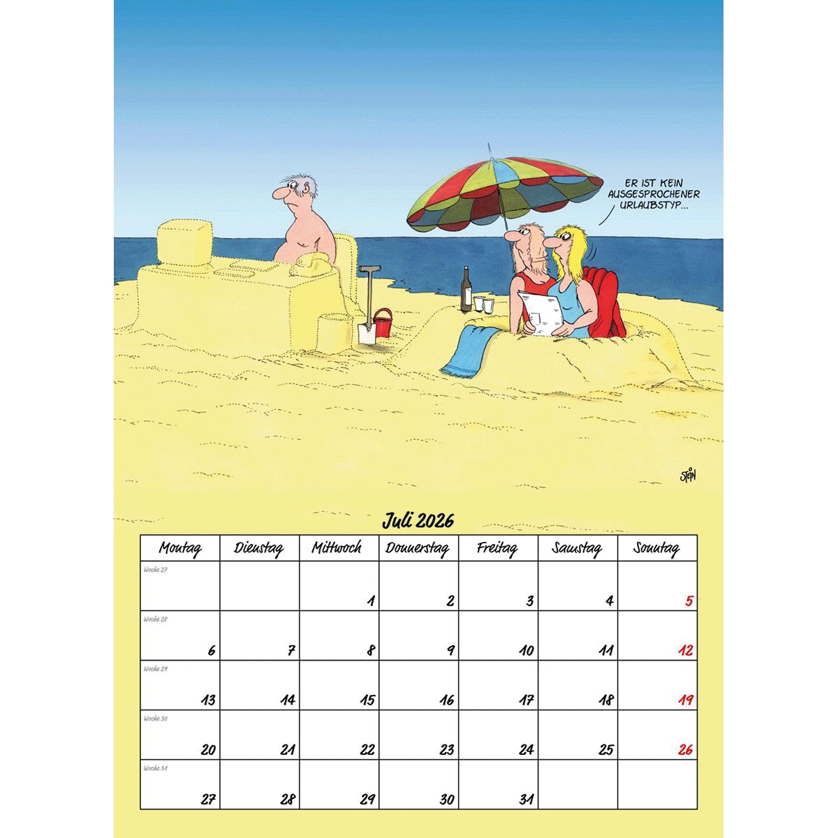 Lappan Verlag Wandkalender Uli Stein Männer Kalender 2026: Monatskalender für die Wand: Termin