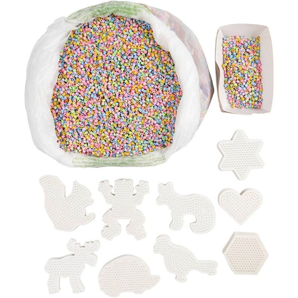 NABBI Bügelperlen Nabbi® BioBeads Schulset, ca. 30.000 Stk., 21 Stiftplatten, Pastell