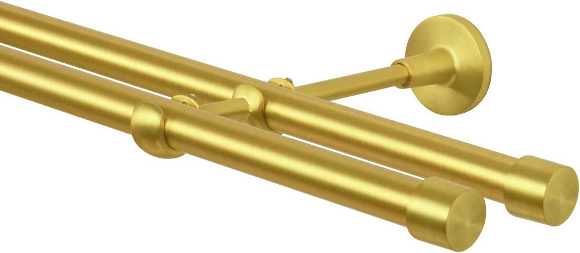 MDEKOR Gardinenstange Vorhangstange 19mm, 2-läufig, 2-läufig Wandmontage, 120 cm Messing Gold – Bild 2 von 5