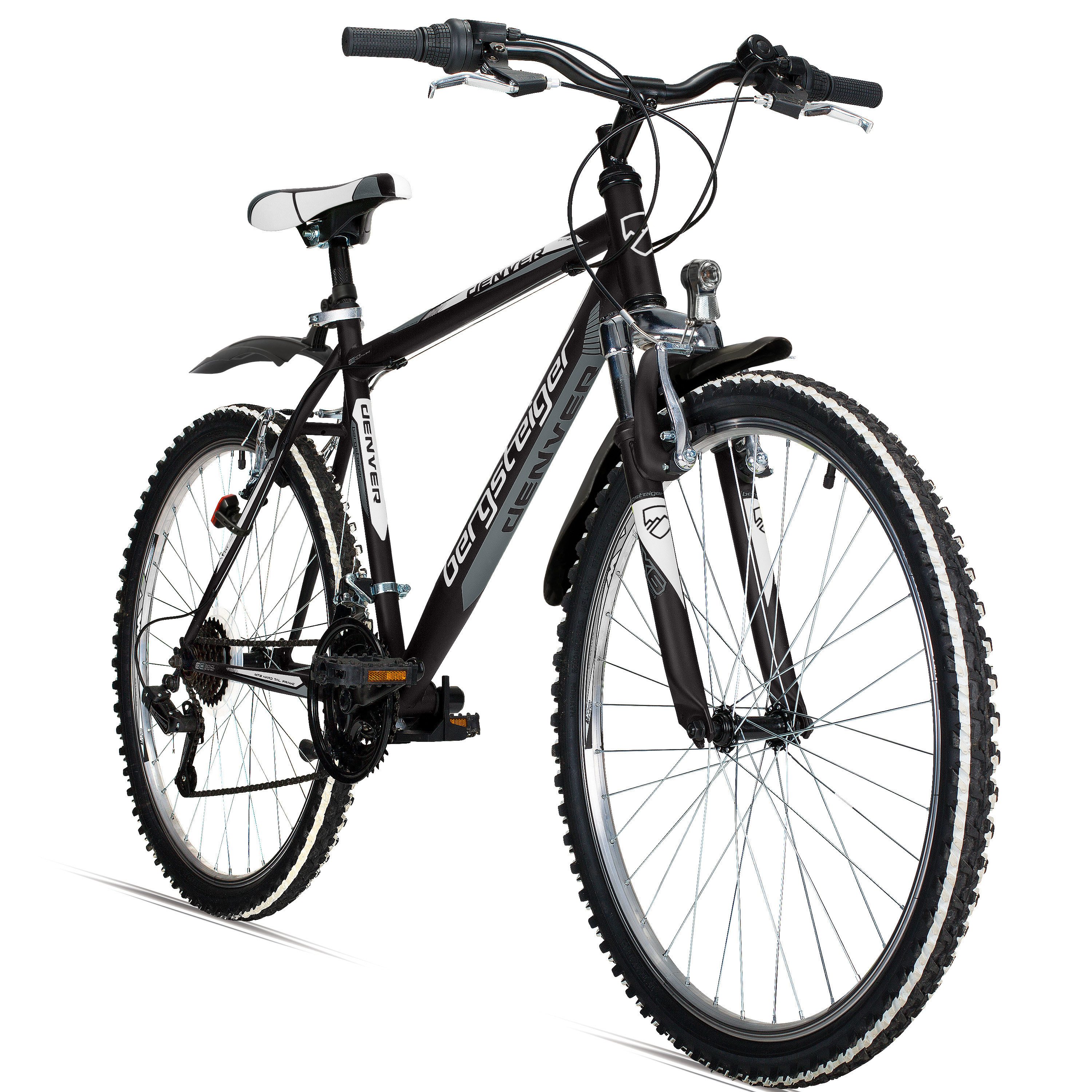 bergsteiger Mountainbike Denver 26 Zoll Mountainbike, geeignet ab 155 cm, 18 Gang Shimano Tourney RD-TZ50 Schaltwerk, Kettenschaltung