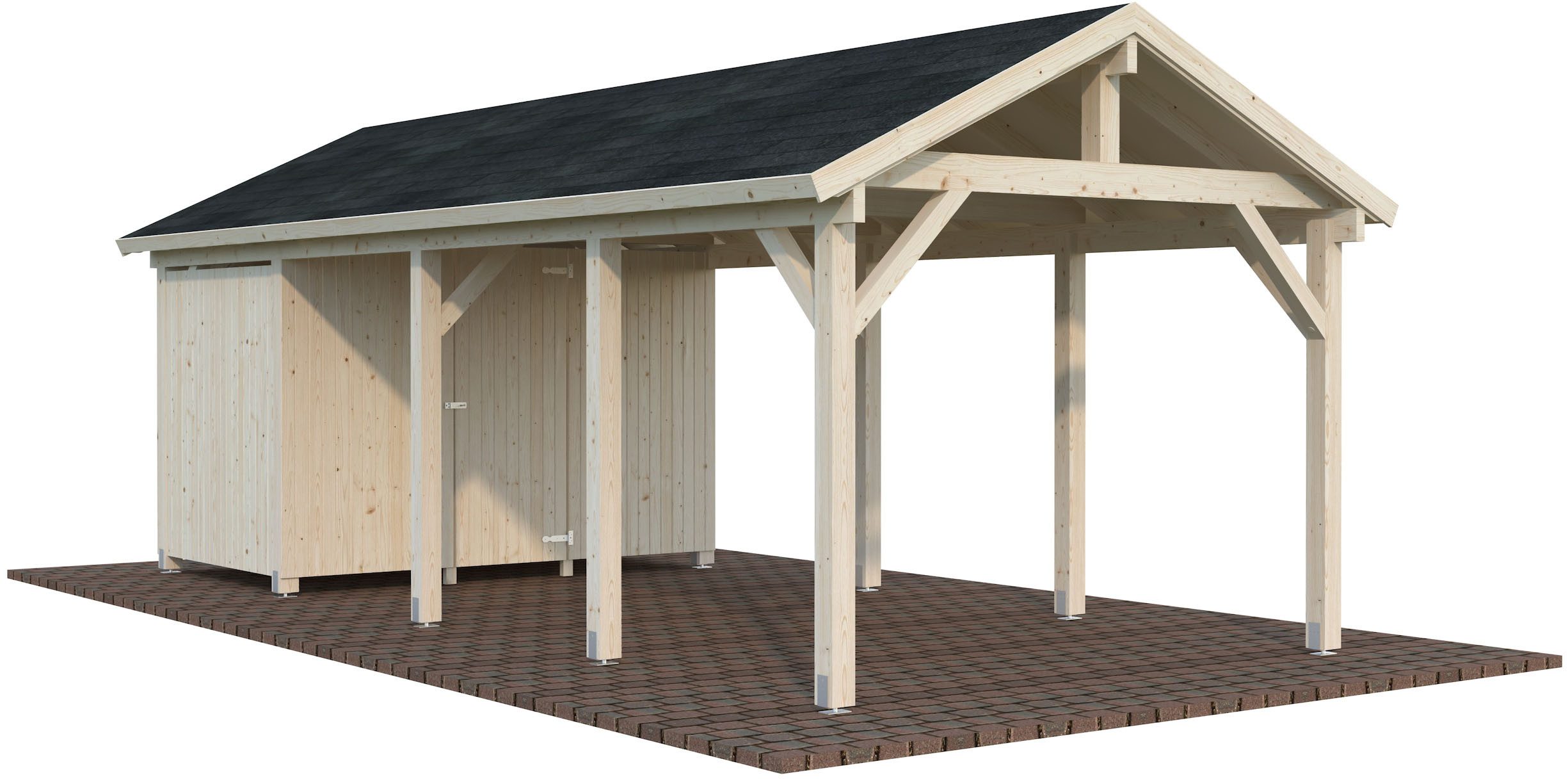 Palmako Einzelcarport Robert mit Geräteraum, BxT: 361x764 cm, 199 cm Einfahrtshöhe