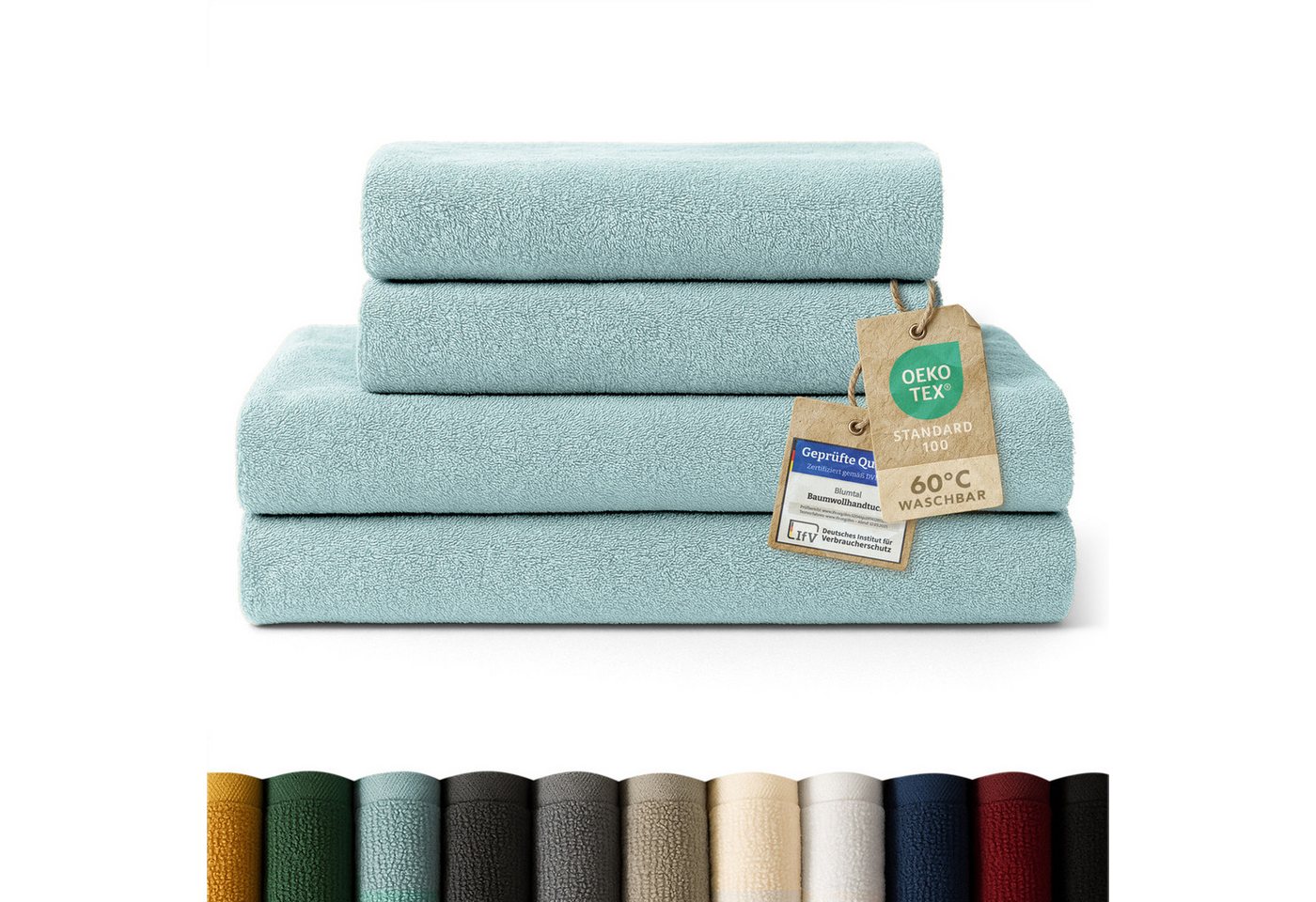 Blumtal Handtuch Set Premium 4/6-tlg. Frottier Dusch- (70x140 cm) & Handtuch (50x100 cm), Frottee (Set, 4-St), 100% Baumwolle, Oeko-TEX Zertifiziert