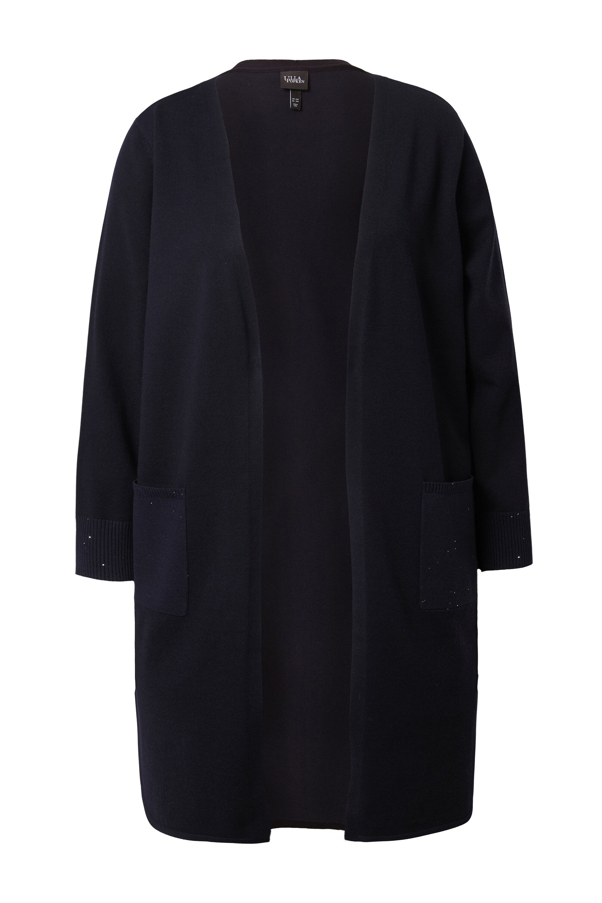 Strickjacke Long-Strickjacke Pailletten V-Ausschnitt Langarm