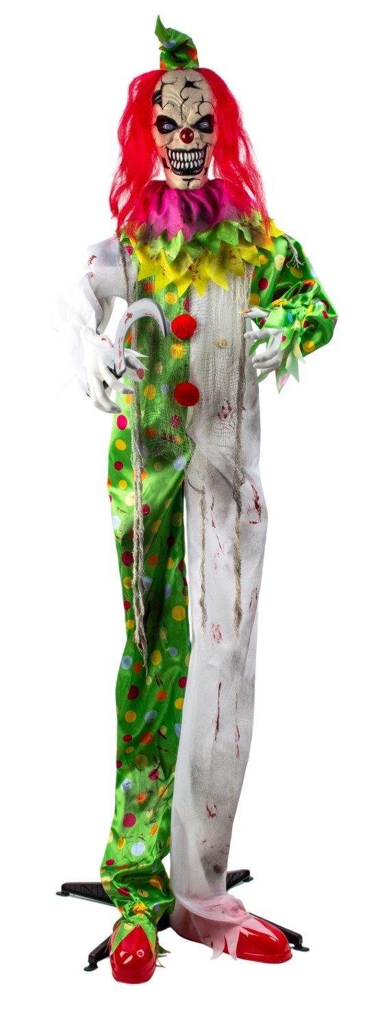 Mel-O-Design LED-Dekofigur Grinzo Horror Clown Figur 170cm Mit LED Augen Sound Bewegung Halloween