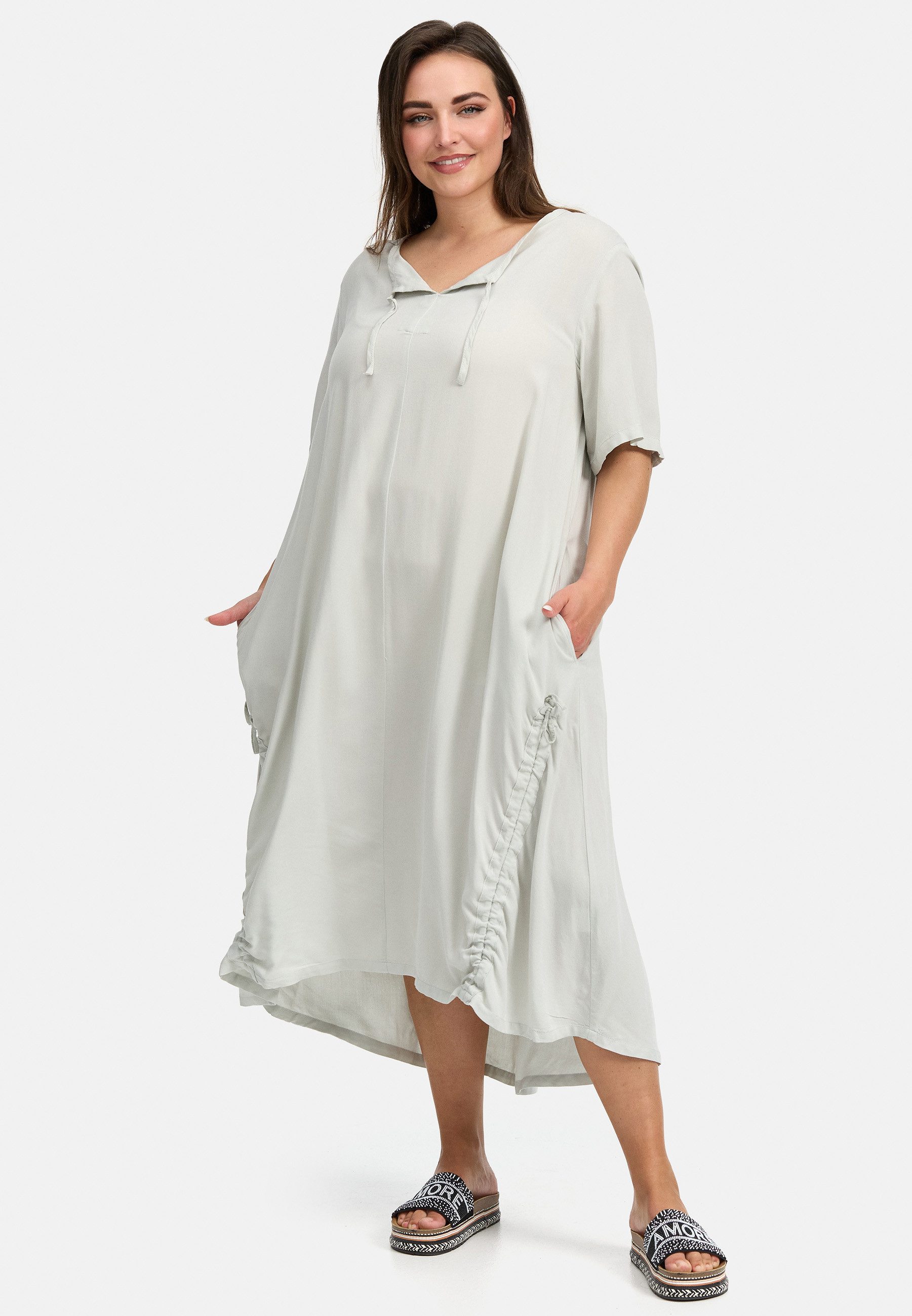 Kekoo A-Linien-Kleid Midi-Kleid aus luftig leichter Baumwoll-Viskose 'Suave'