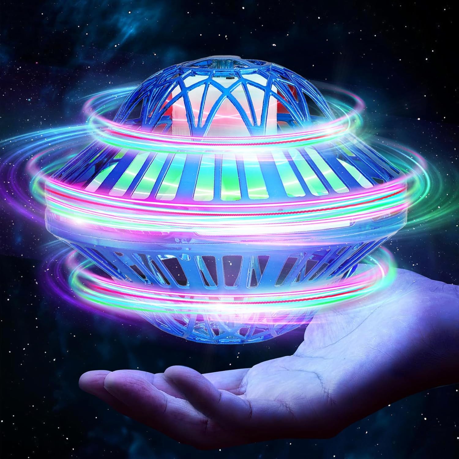 POPOLIC Spielball Fliegender Ball, Magisches 360° Fliegender Ball Für Kinder (Langlebiges Flying Ball Drohne Mit LED), Einfache Steuerung Hover Ball Spielzeug Geschenke für 6-12 Jahre