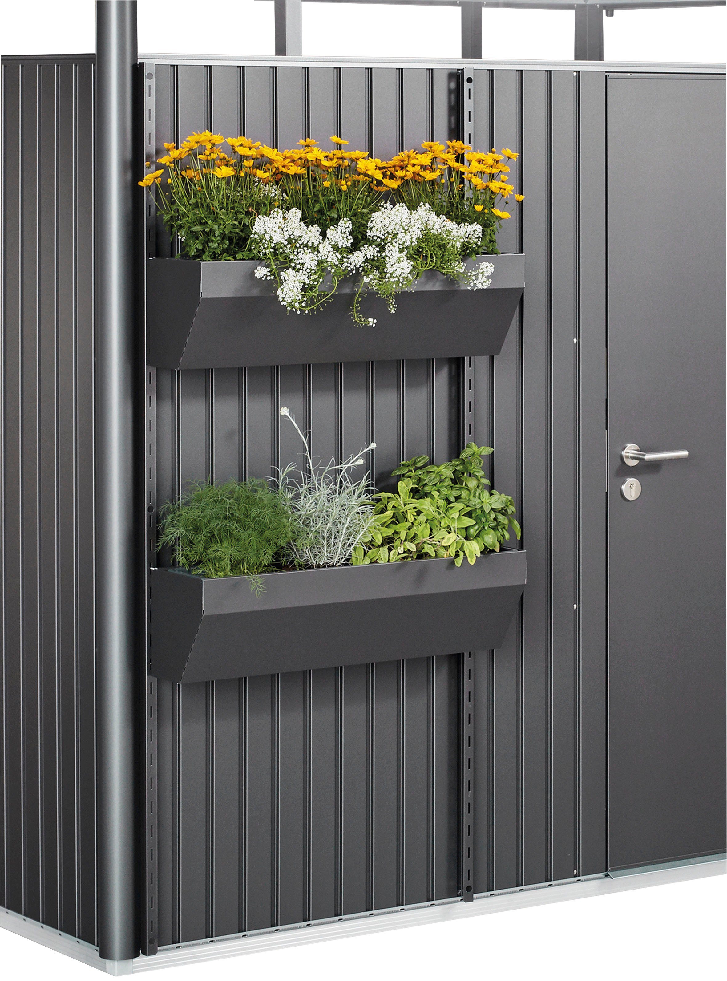 dunkelgrau-metallic Biohort Blumenkasten FloraBoard, 2er-Set,