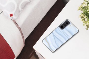 MuchoWow Handyhülle Marmor - Welle - Blau - Muster - Marmoroptik - Pastell, Phone Case, Handyhülle Samsung Galaxy S21 FE, Silikon, Schutzhülle