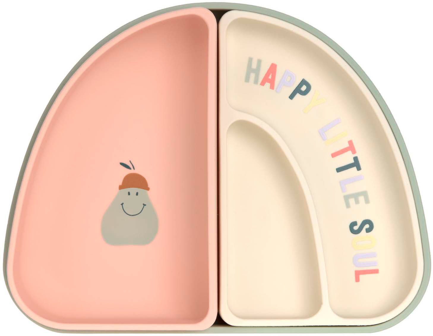 LÄSSIG Kindergeschirr-Set Happy Fruits Kirsche, Silikon (3-tlg), Silikon