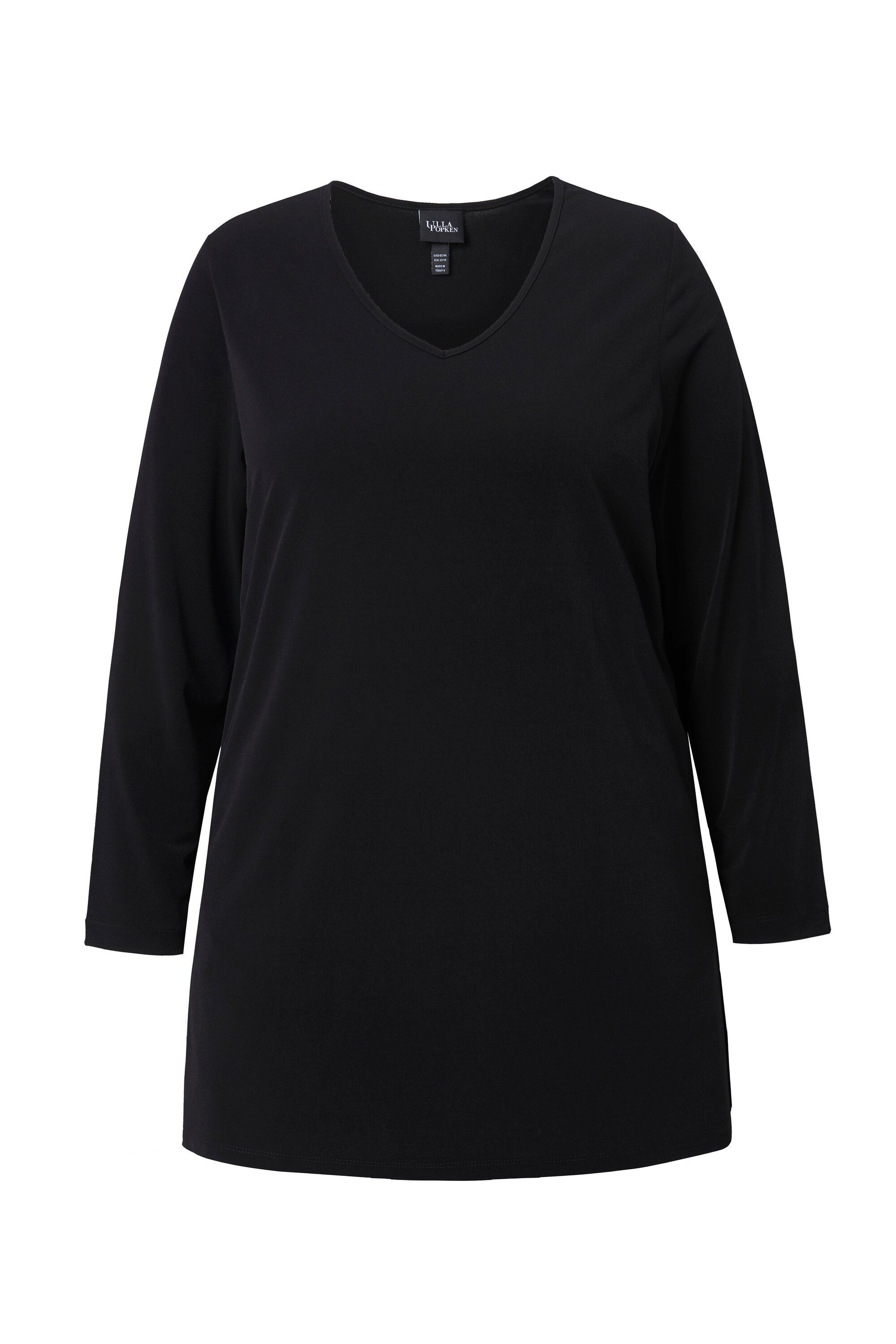 Ulla Popken Longshirt Longshirt A-Linie V-Ausschnitt Langarm günstig online kaufen