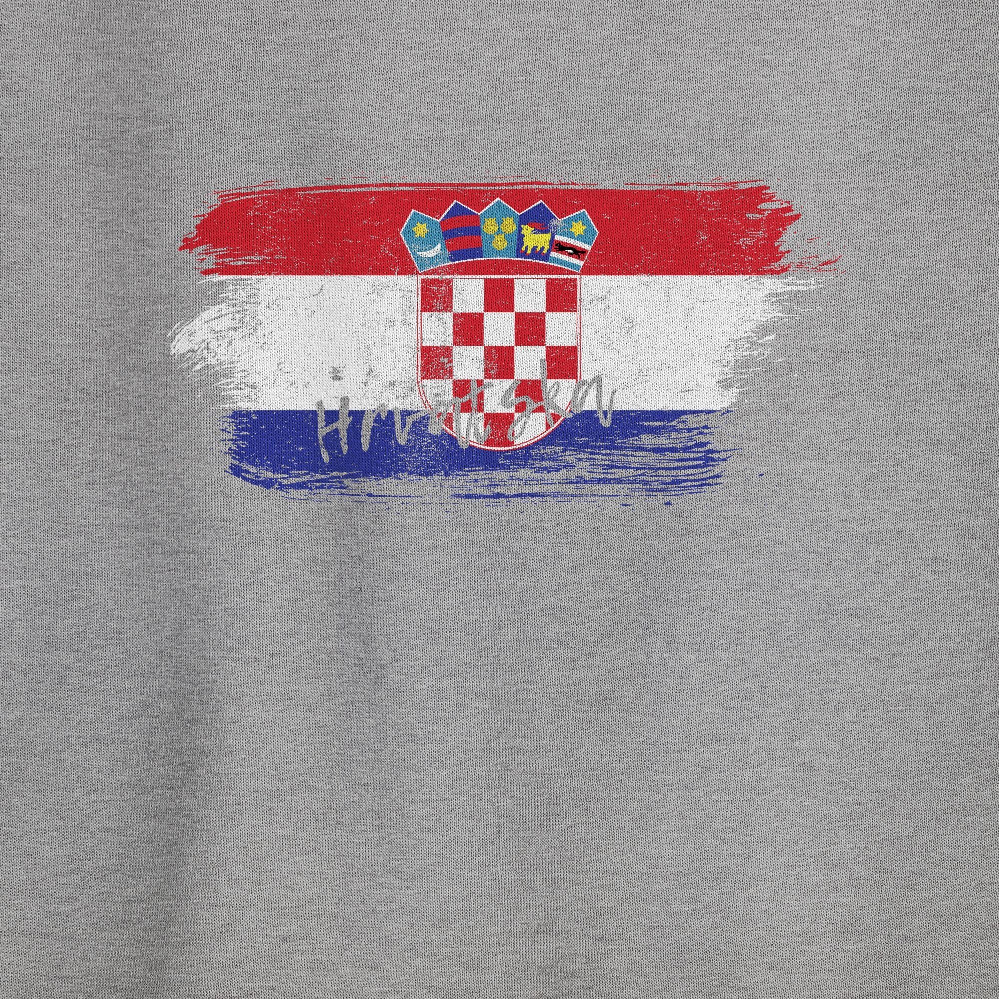 Shirtracer Kroatien 2 (1-tlg) Sweatshirt 2024 meliert EM Grau Vintage Fussball