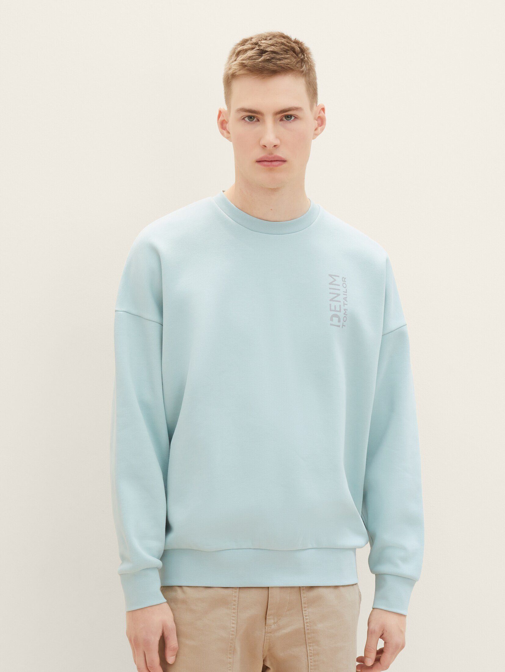 TOM TAILOR Denim Hoodie Oversized Sweatshirt mit recyceltem Polyester dusty mint blue | Sweatshirts
