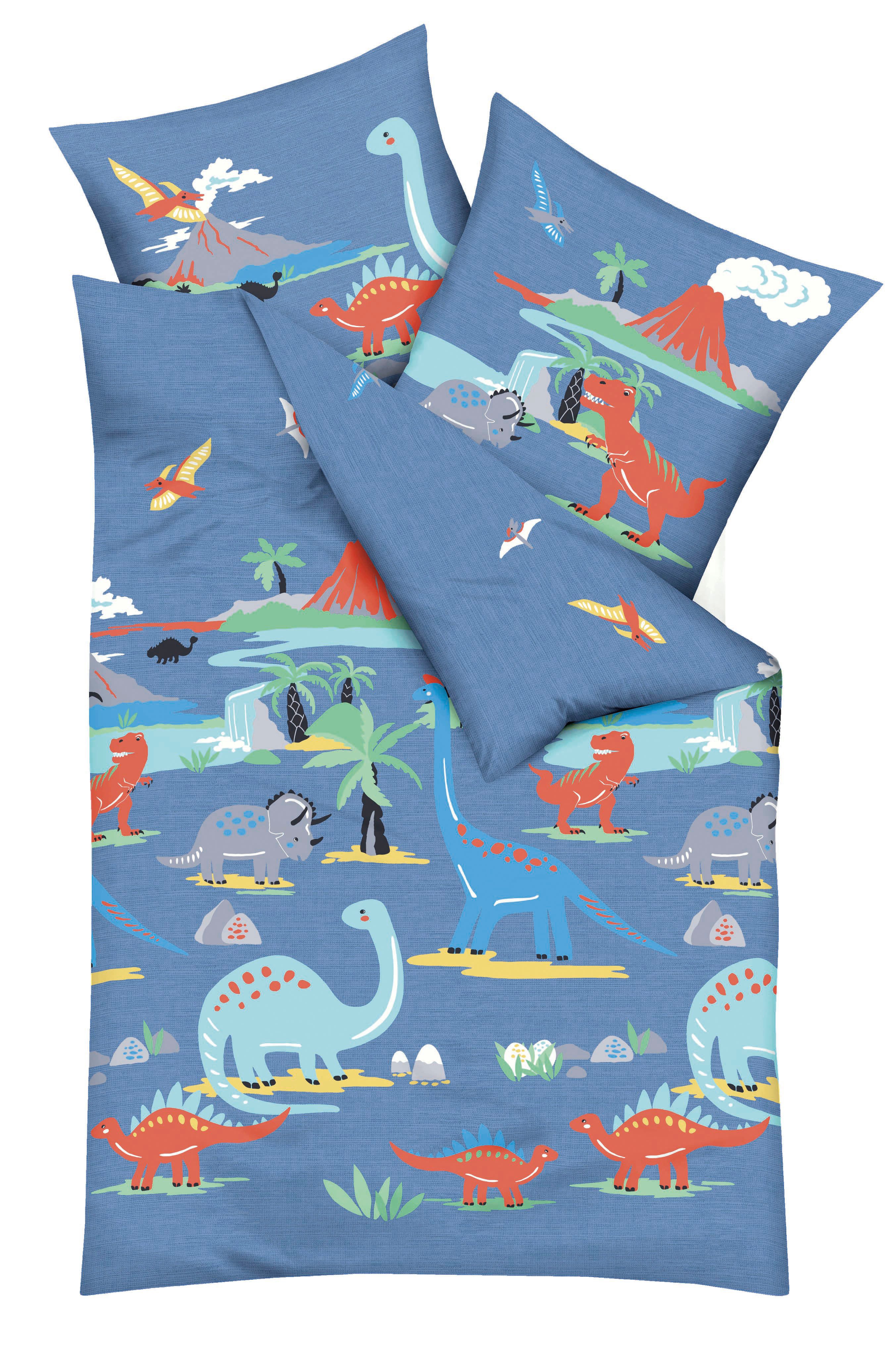 Kaeppel Kinderbettwäsche Dinosaurus, Feinbiber, 2 teilig, günstig online kaufen