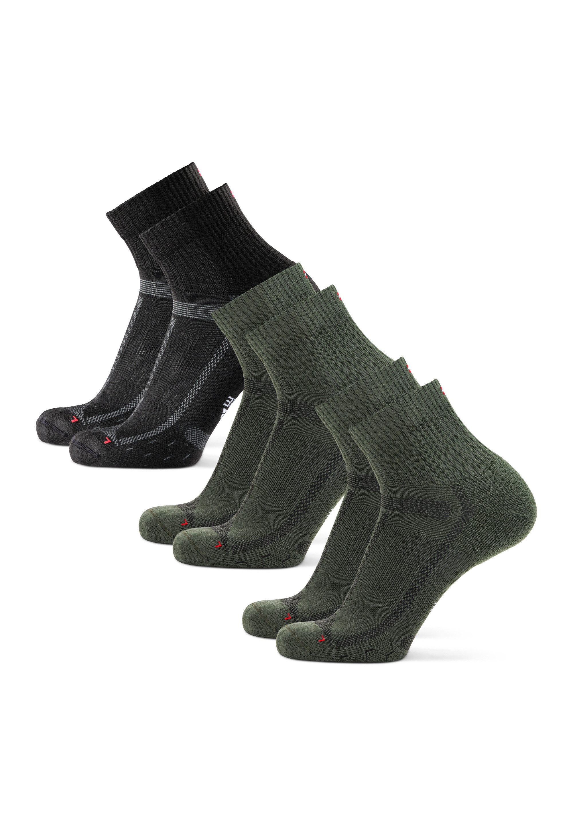 DANISH ENDURANCE Basicsocken Long Distance Quarter (3-Paar) rutschfeste Sportsocken, Ideal für Läufer, Anti-Blasen