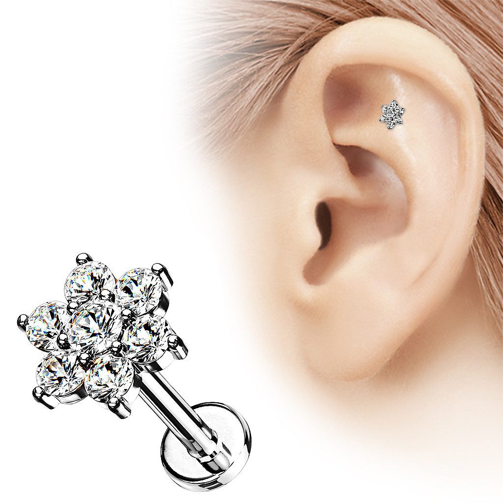 Taffstyle Piercing-Set Tragus Labret Ohr Stecker Piercing flach Zirkonia Bl günstig online kaufen