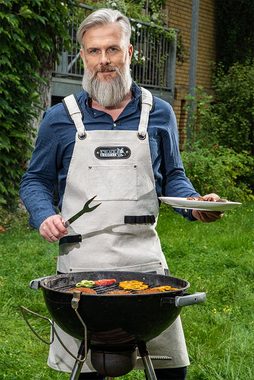 BLACK FOREST FOX Grillschürze Black Forest Fox Canvas Arbeitsschürze, Grillschürze BBQ Kochschürze, COMFORT Natur-Weiß