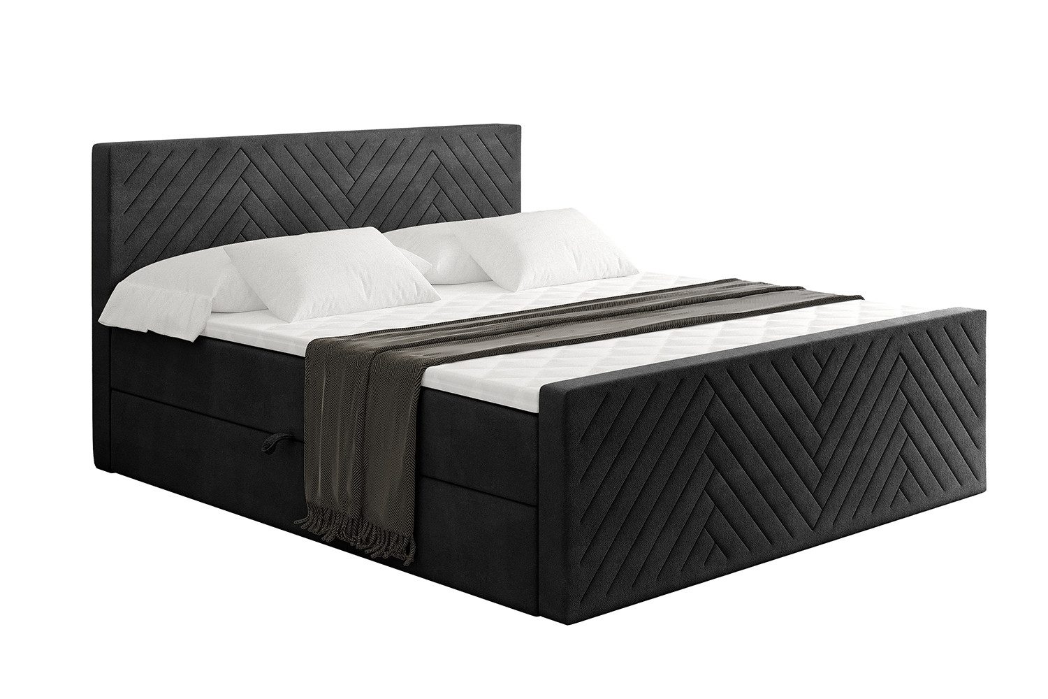 ALTDECOR Boxbett VEXA-Z (Multipocket-Matratze H4, H3 Matratze Bonellfederung, Topper, Kopfteil), Doppelbett mit Fußteil