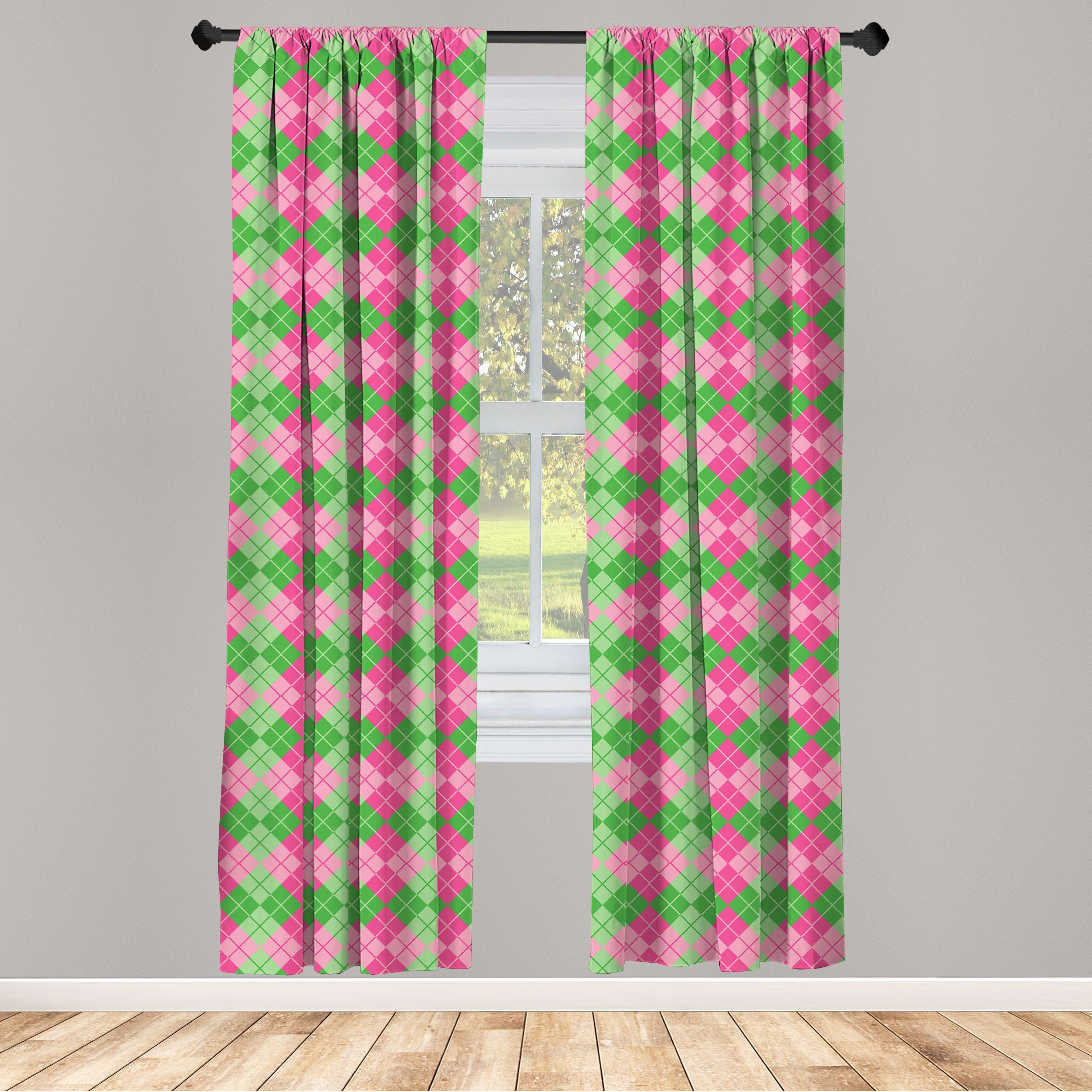 Gardine Vorhang für Wohnzimmer Schlafzimmer Dekor, Abakuhaus, Microfaser, Abstrakt Argyle Inspired Elements