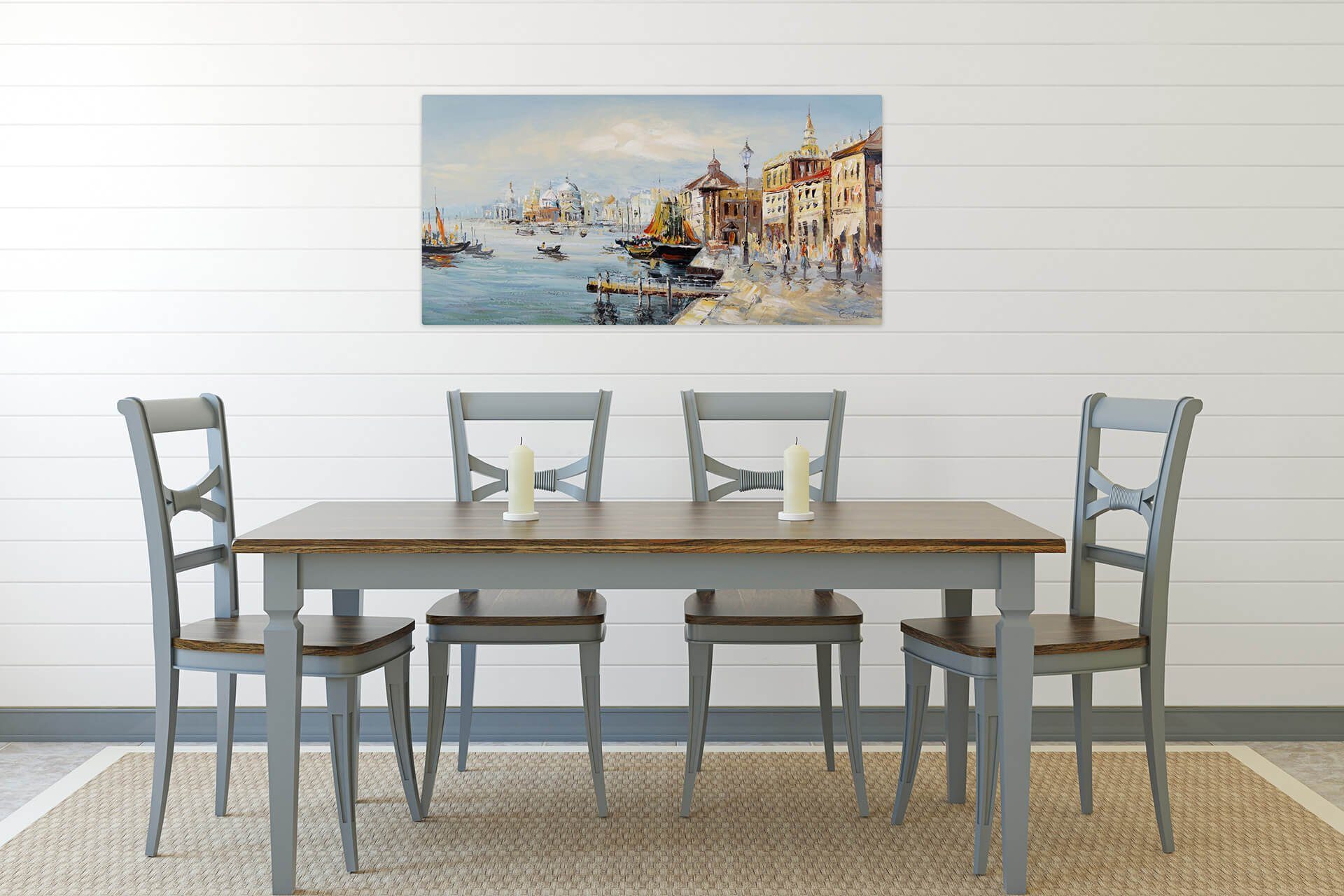 KUNSTLOFT Gemälde Mein Traum von Venedig 100x50 cm, Leinwandbild 100% HANDGEMALT Wandbild Wohnzimmer