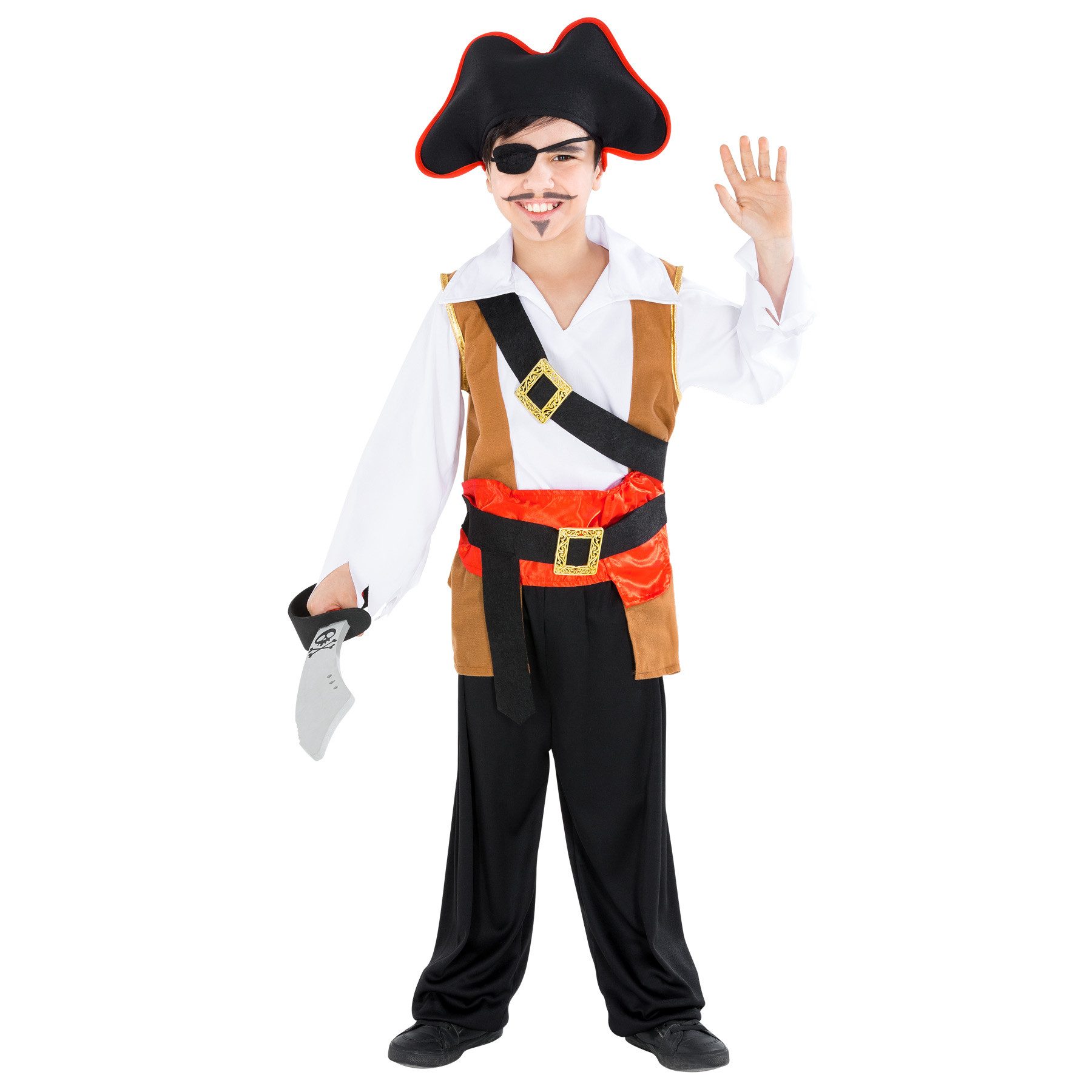 dressforfun Piraten-Kostüm Jungenkostüm Kapitän einäugiger Ole, Bequeme Jersey-Stretch-Hose mit Gummizug